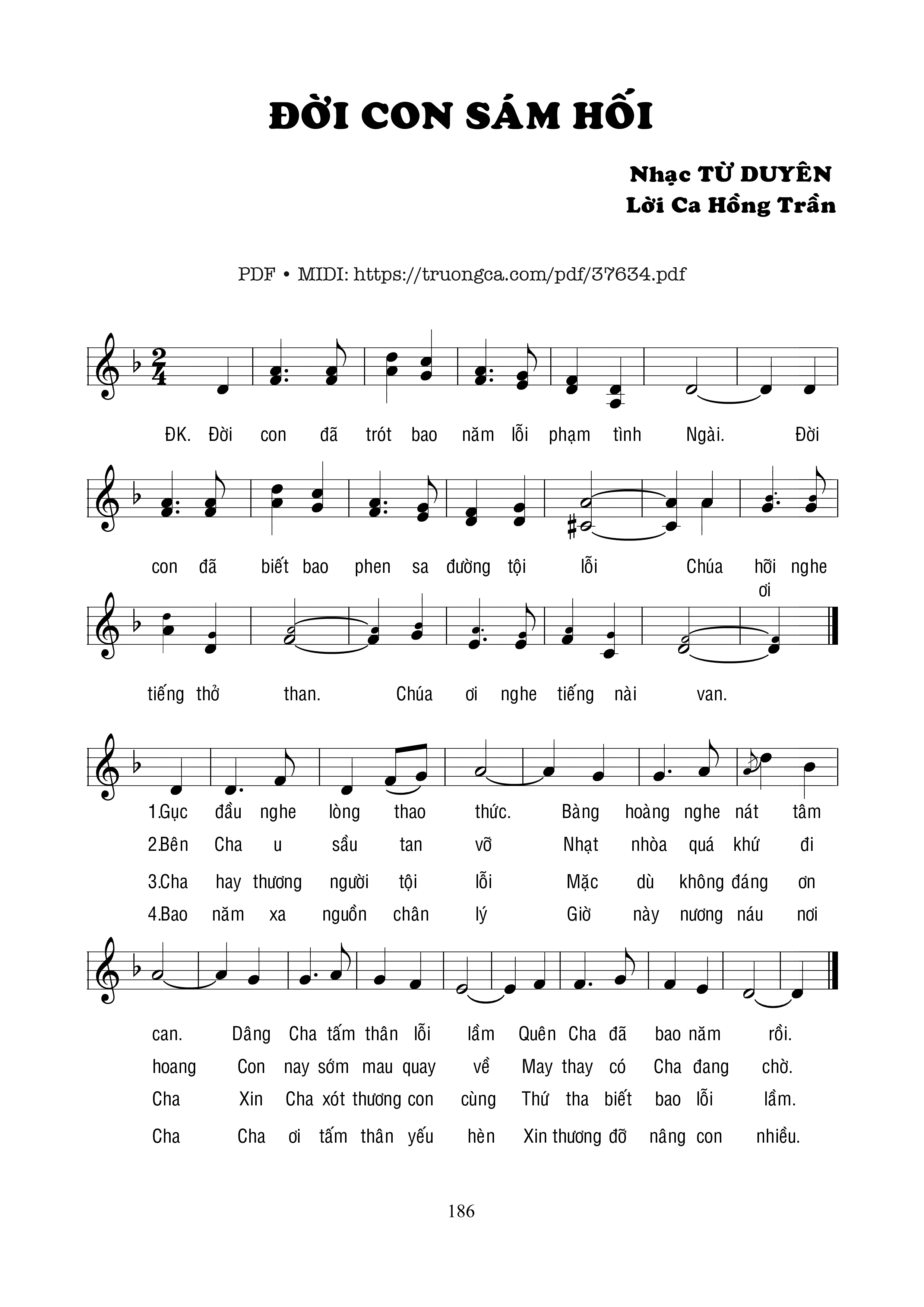 Page 1 of Sheet music PDF Đời Con Sám Hối - Từ Duyên