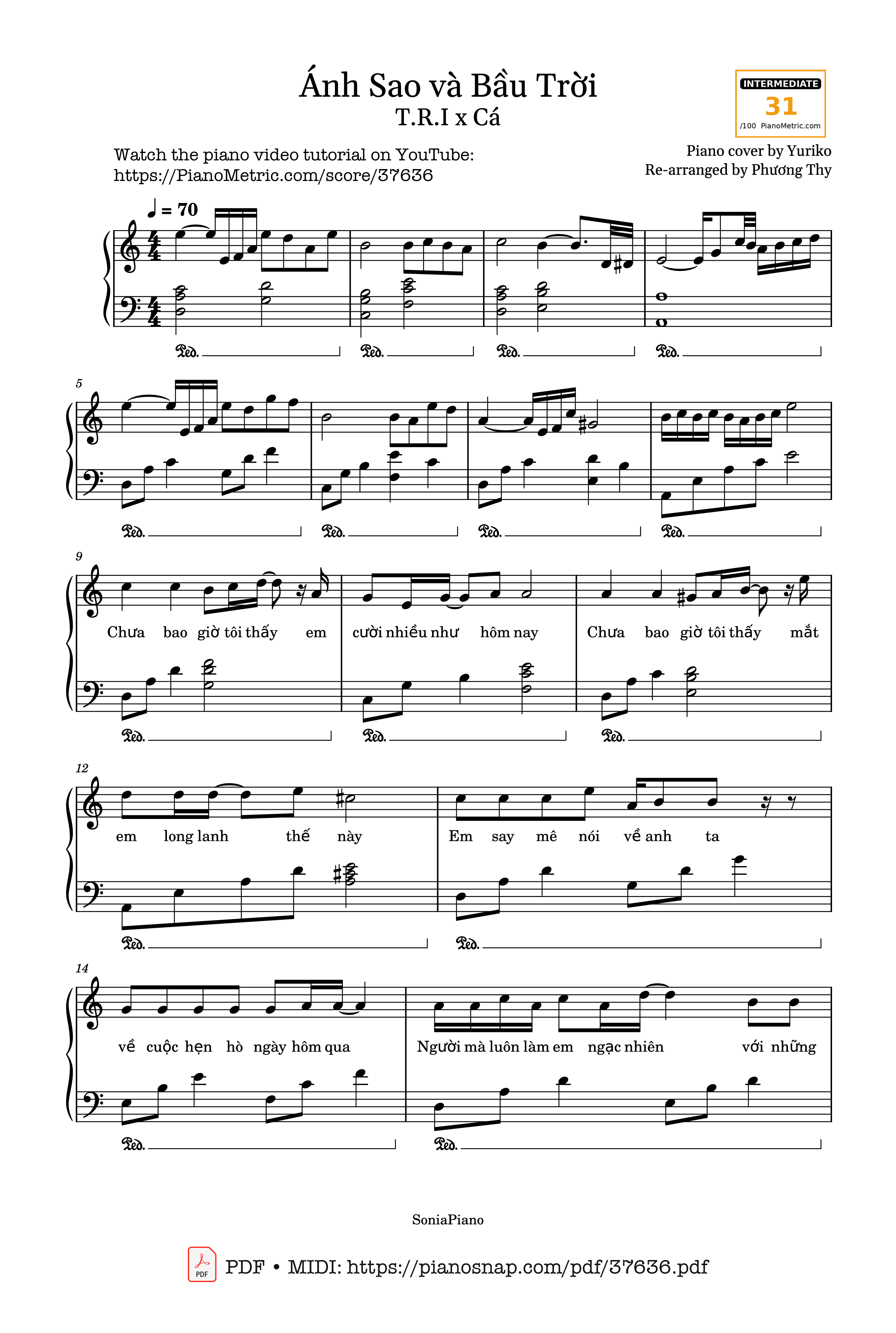 Page 1 of Sheet music PDF Ánh sao và bầu trời Piano - T.R.I x Cá