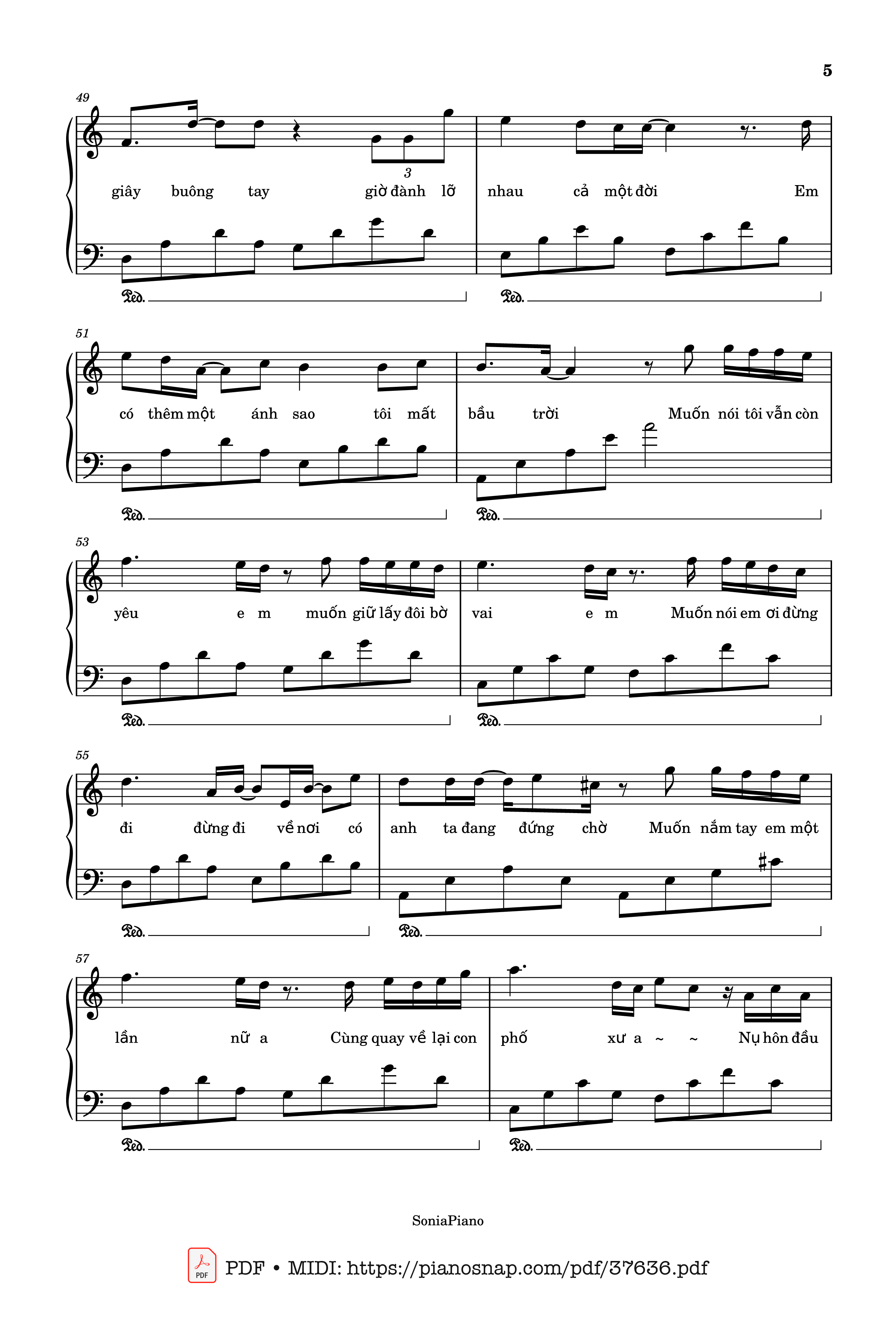 Page 5 of Sheet music PDF Ánh sao và bầu trời Piano - T.R.I x Cá