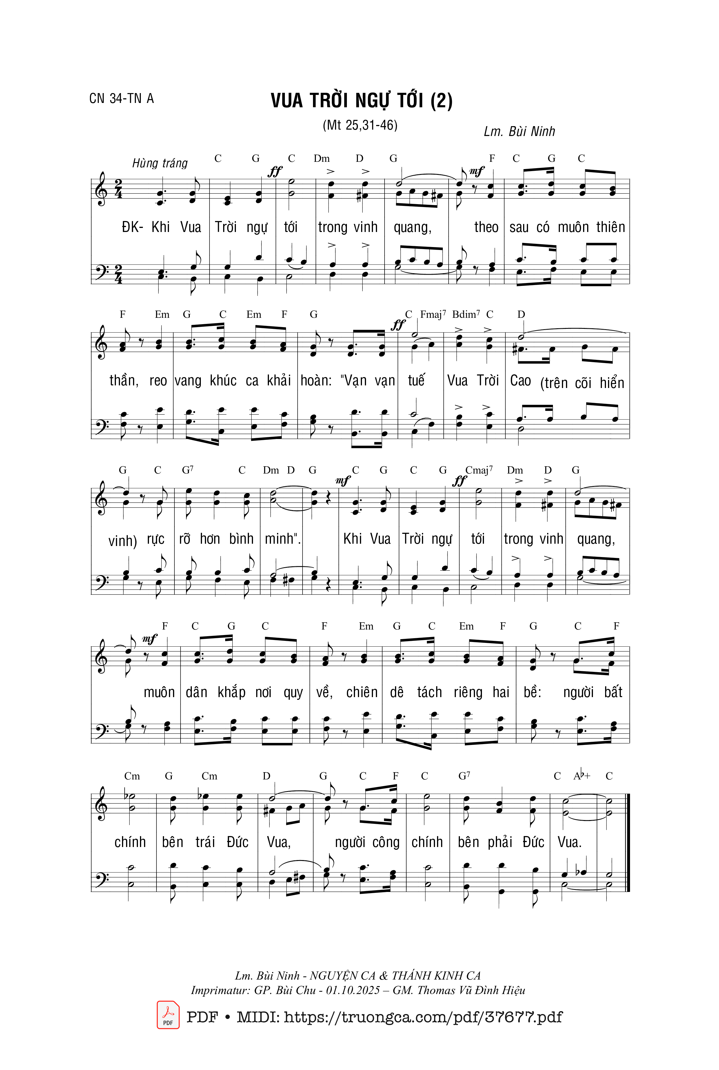Page 2 of Sheet music PDF Vua Trời Ngự Tới - Bùi Ninh