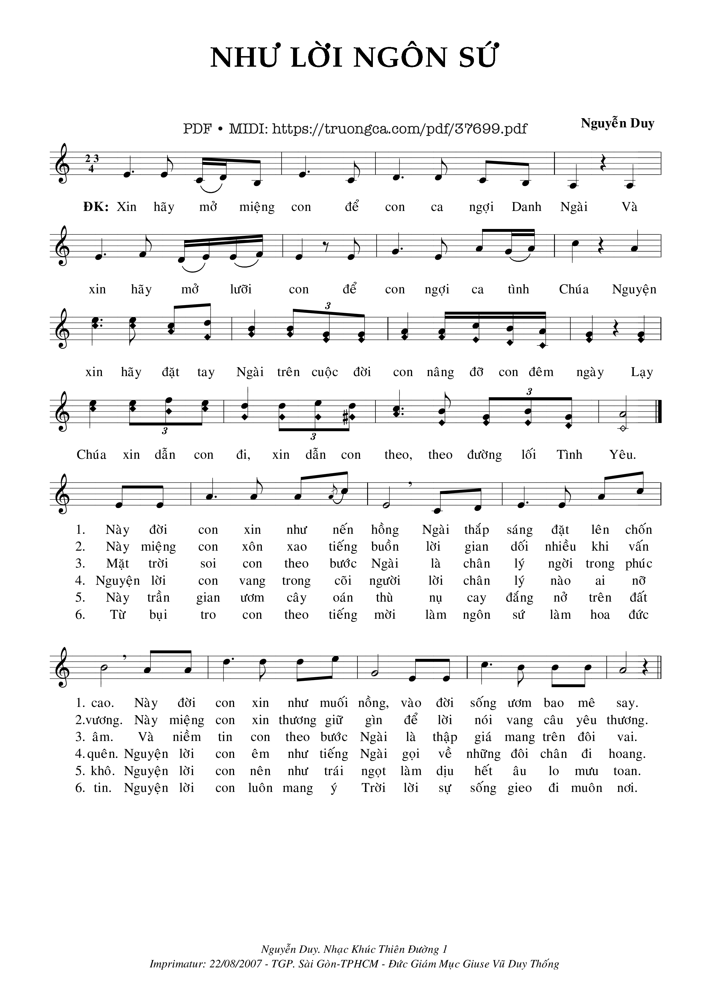 Page 1 of Sheet music PDF Như Lời Ngôn Sứ - Nguyễn Duy