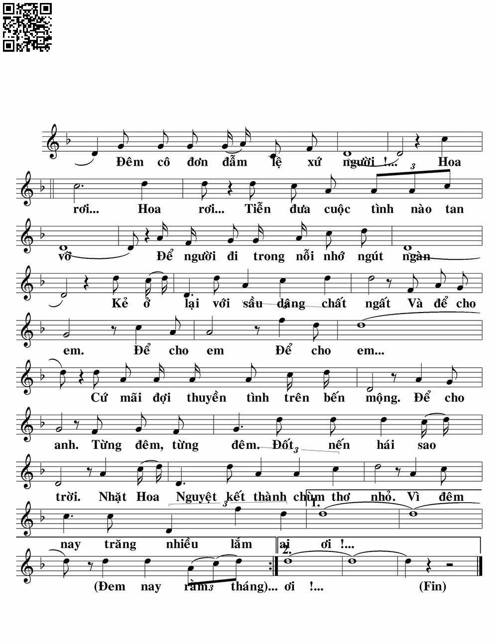 Page 2 of Sheet music PDF Mùa Hoa Nguyệt - Giao Tiên