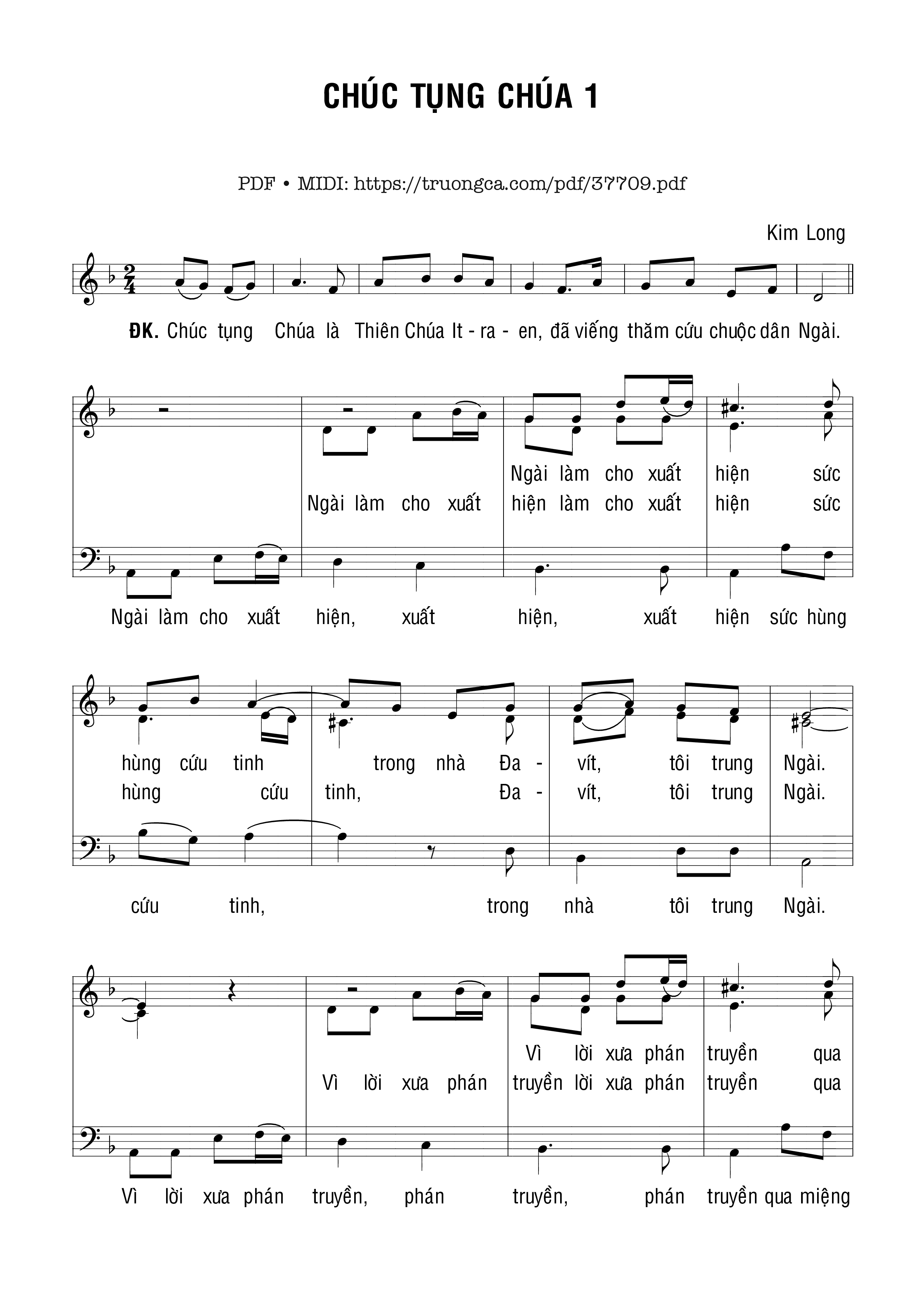 Page 1 of Sheet music PDF Chúc Tụng Chúa I - Kim Long