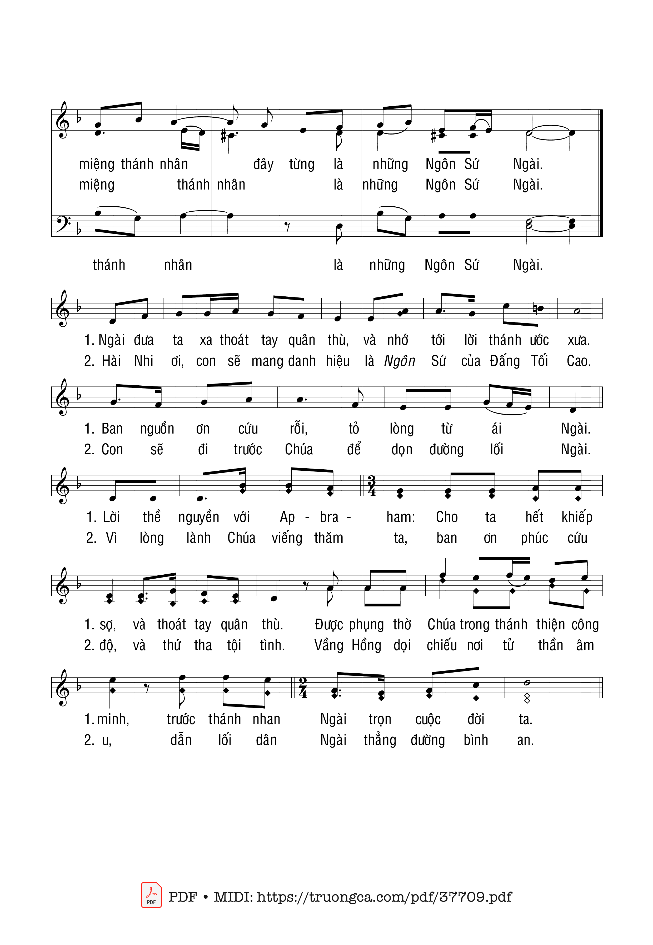 Page 2 of Sheet music PDF Chúc Tụng Chúa I - Kim Long