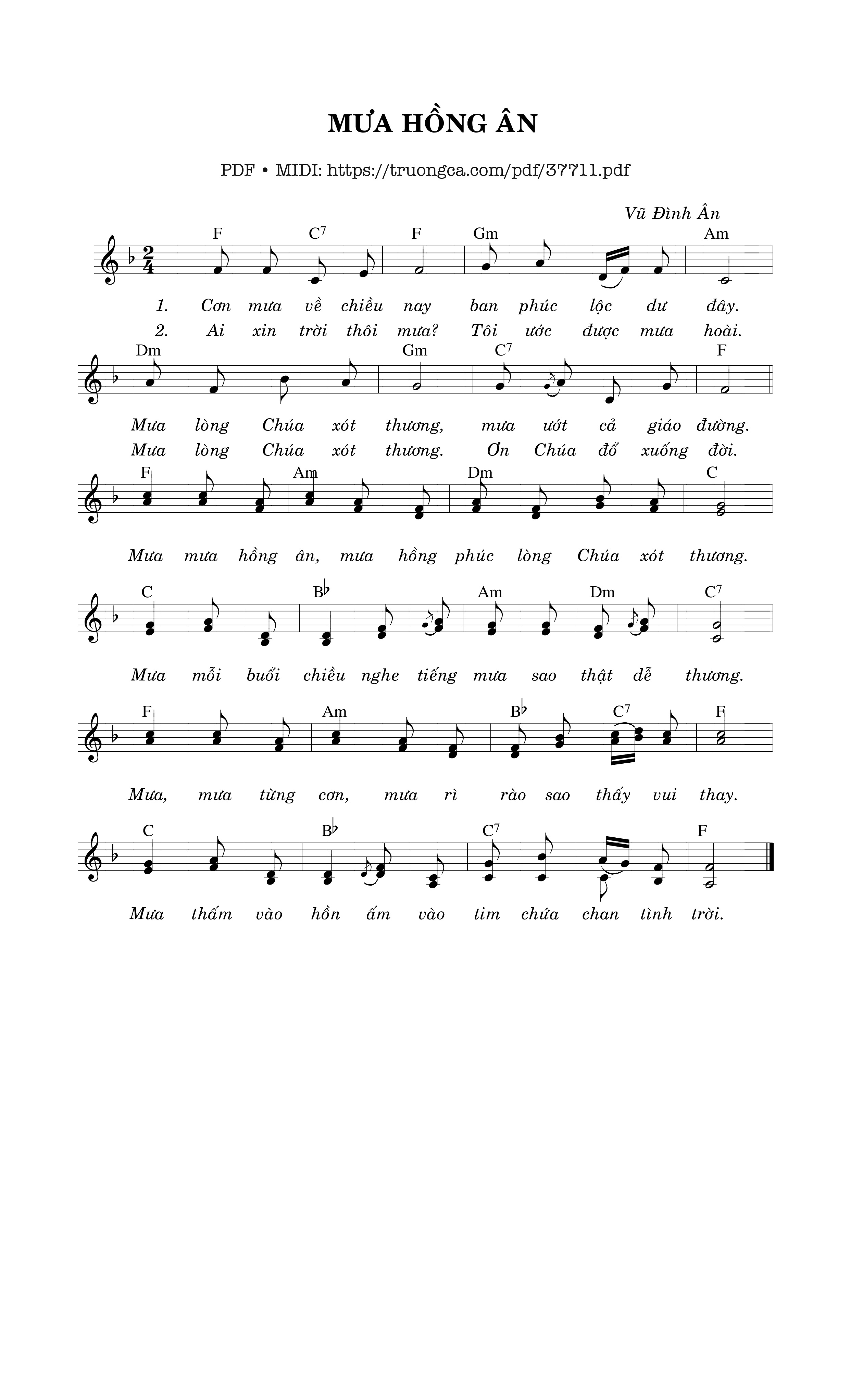 Page 1 of Sheet music PDF Mưa Hồng Ân - Vũ Đình Ân