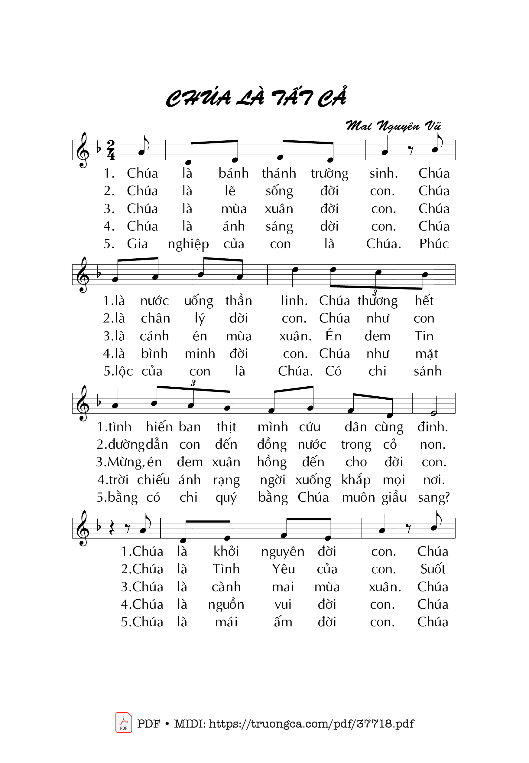 Page 1 of Sheet music PDF Chúa Là Tất Cả - Mai Nguyên Vũ