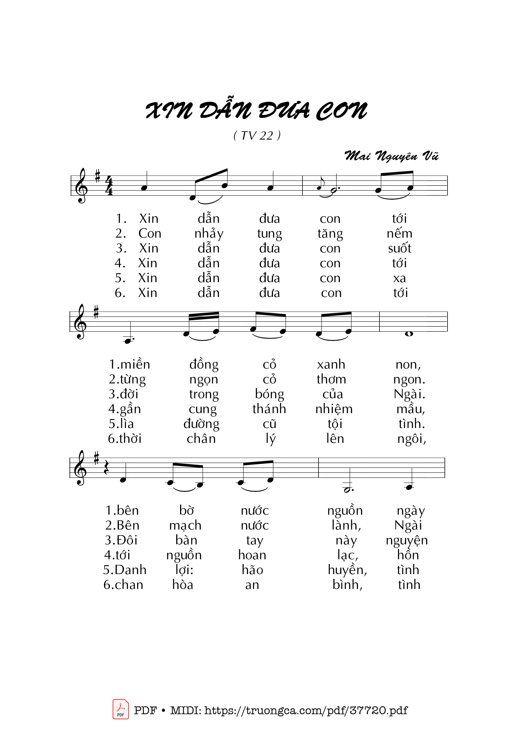 Page 1 of Sheet music PDF Thánh Vịnh 22, Xin Dẫn Đưa Con - Mai Nguyên Vũ