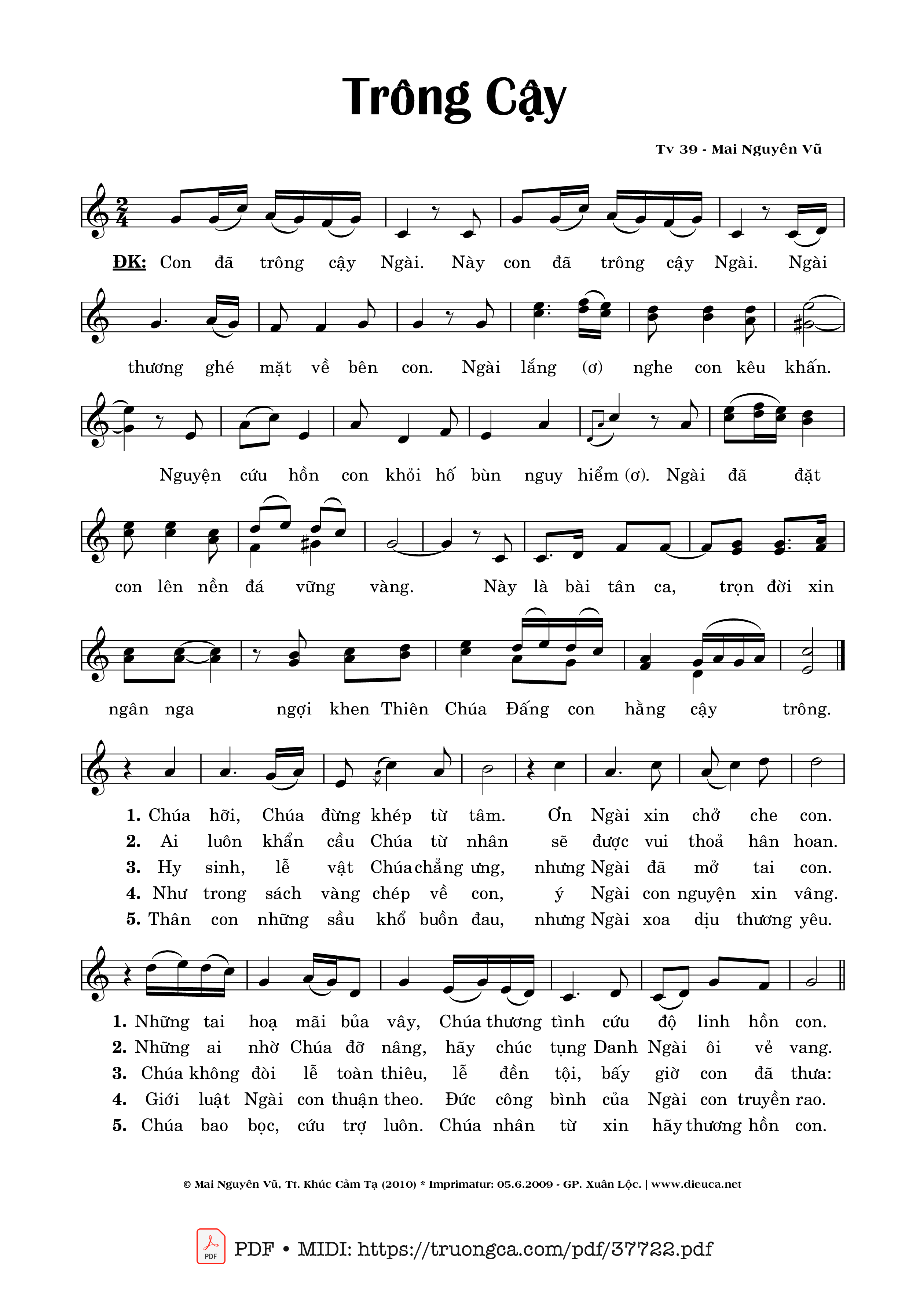 Page 1 of Sheet music PDF Thánh Vịnh 39, Trông Cậy - Mai Nguyên Vũ