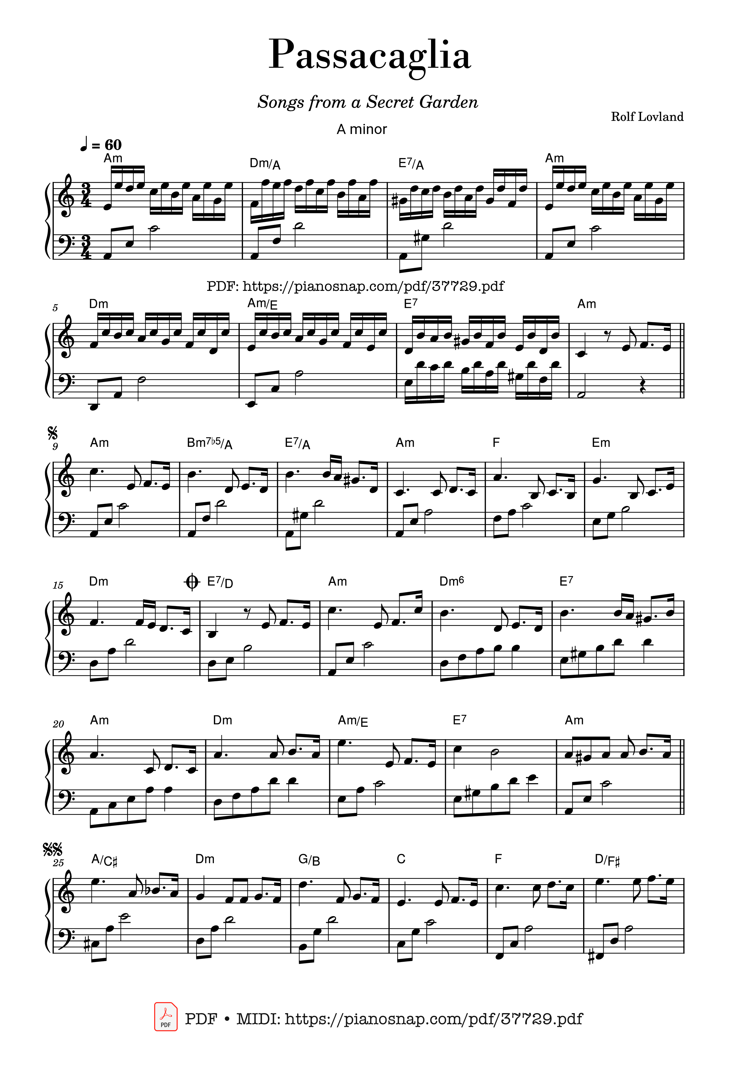 Page 1 of Sheet music PDF Piano Passacaglia (Secret Garden) - Rolf Lovland