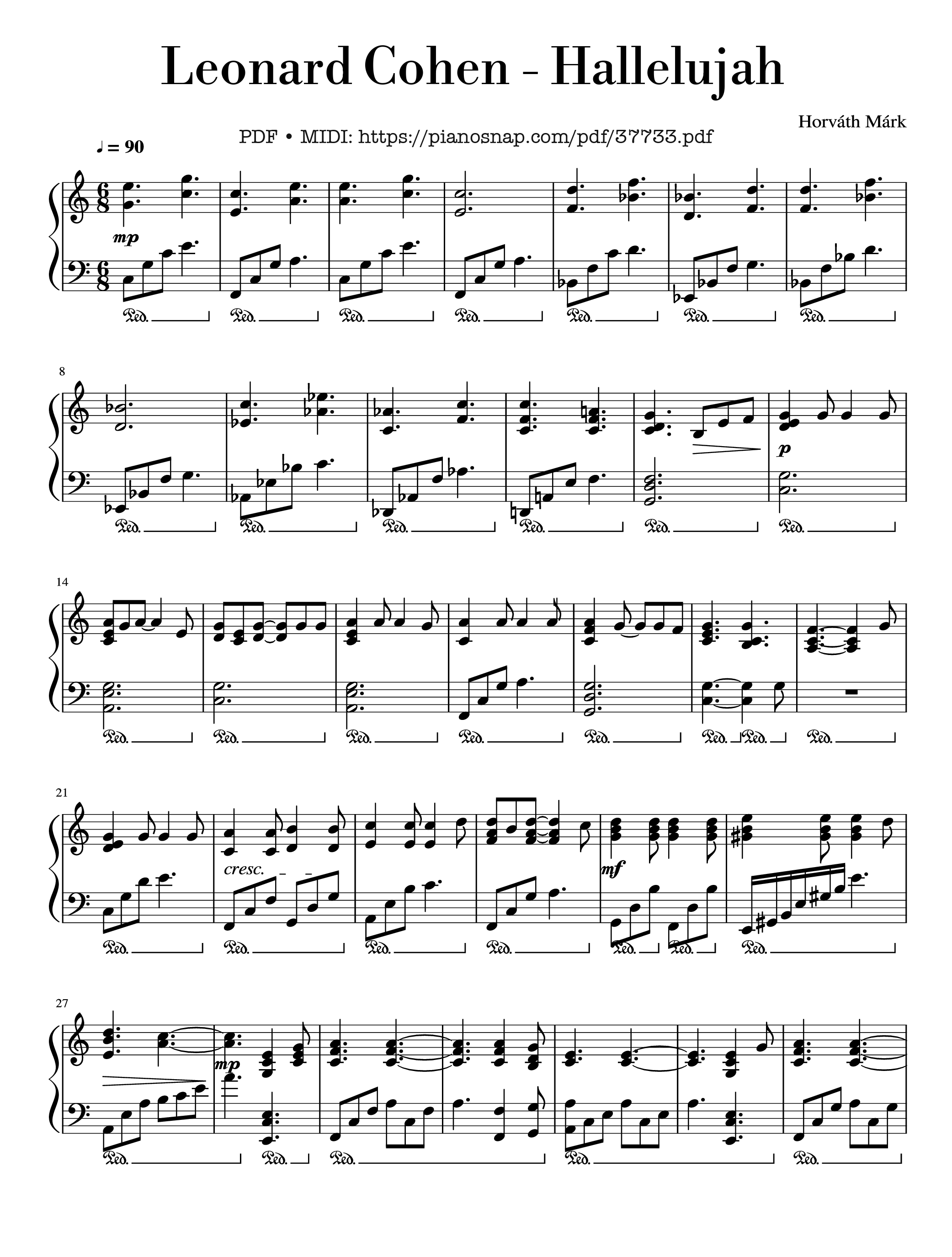 Page 1 of Sheet music PDF Piano Hallelujah Piano - Leonard Cohen