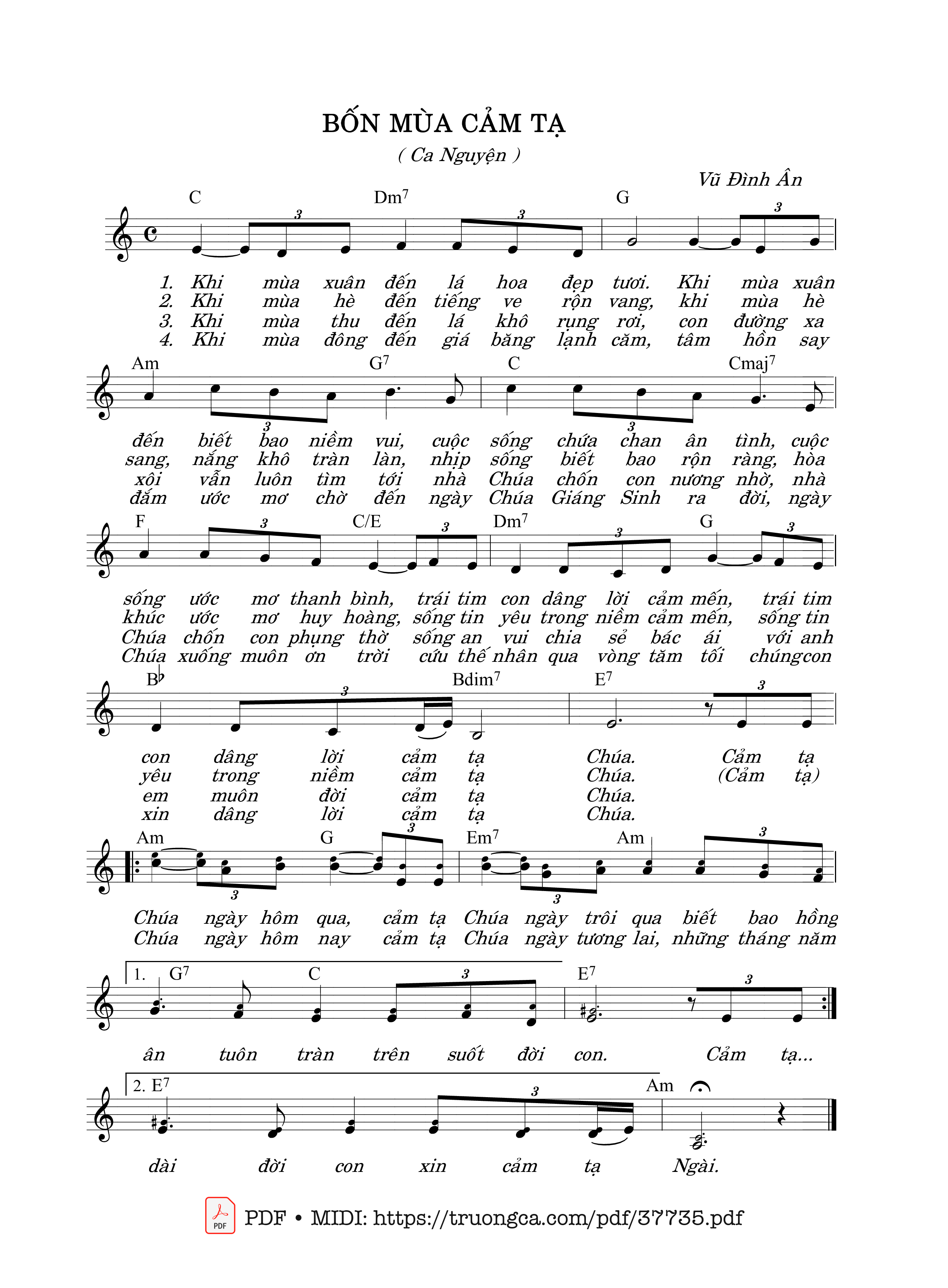 Page 1 of Sheet music PDF Bốn Mùa Cảm Tạ - Vũ Đình Ân