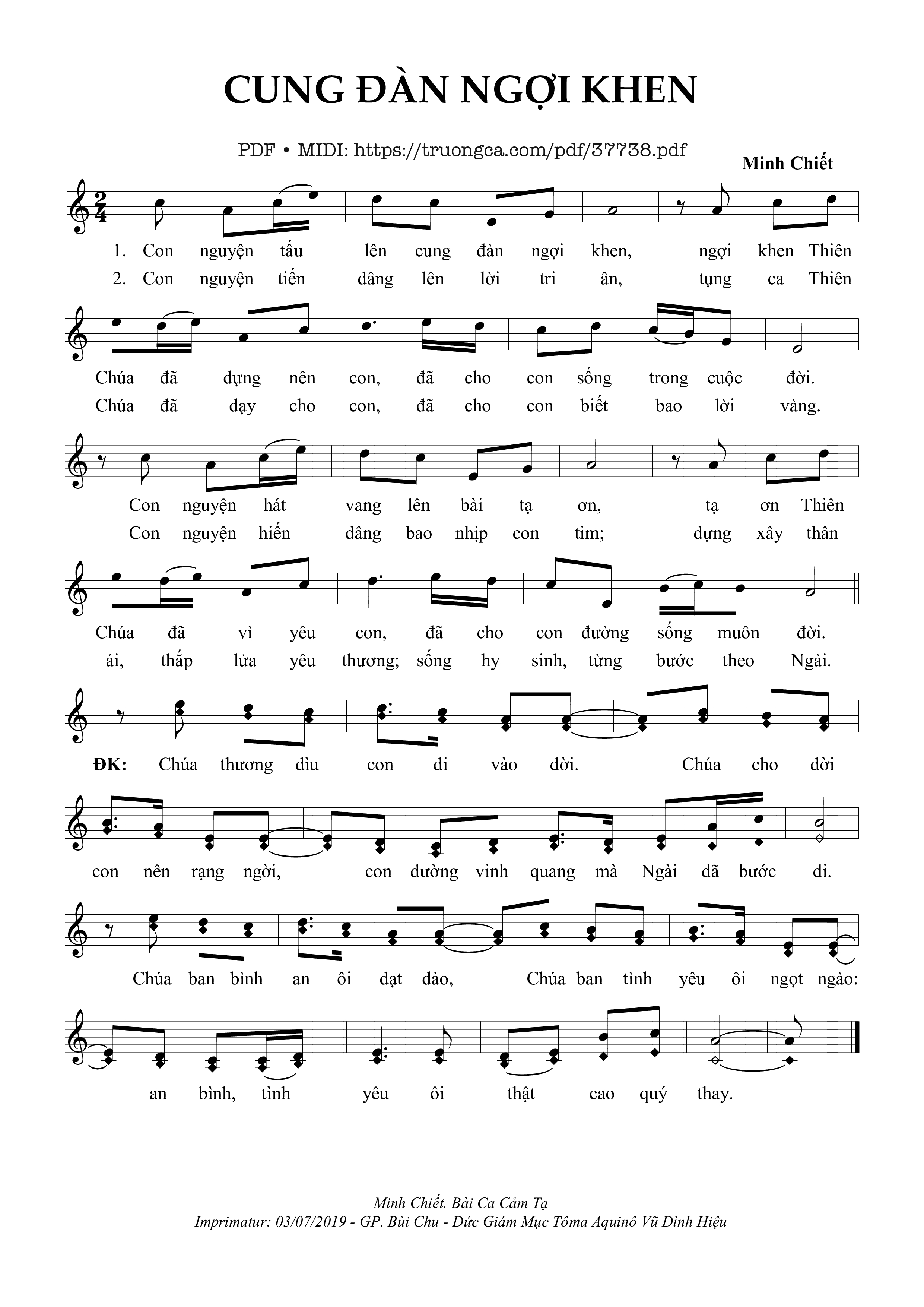 Page 1 of Sheet music PDF Cung Đàn Ngợi Khen - Minh Chiết