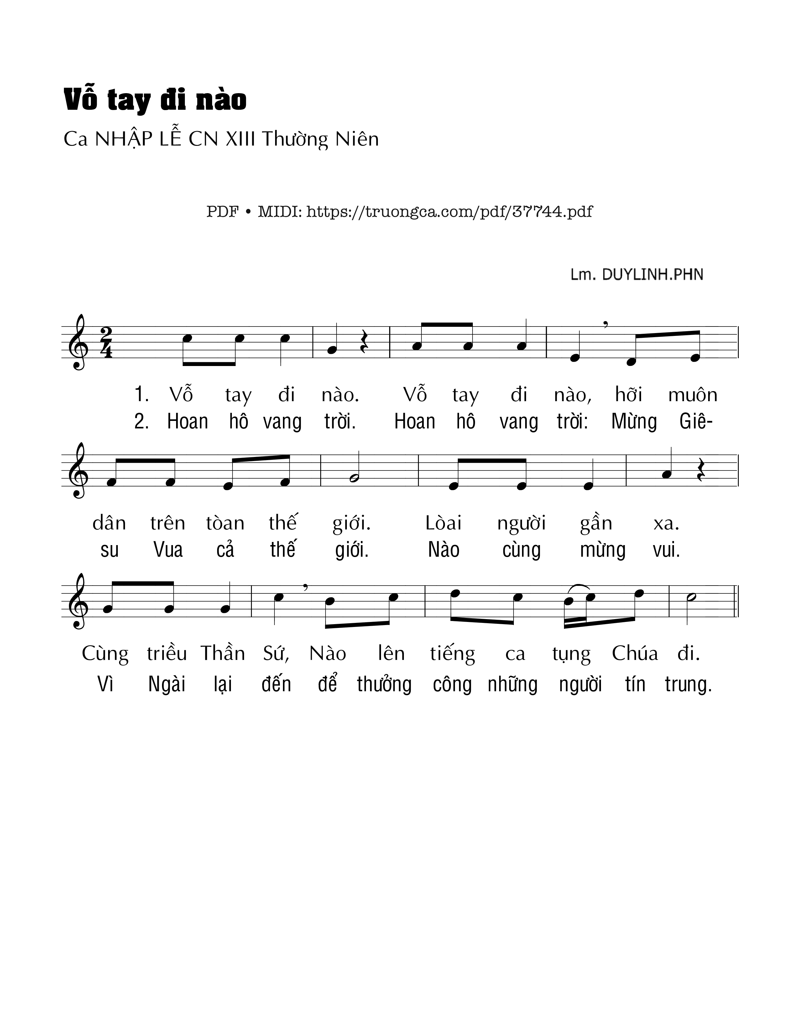 Page 1 of Sheet music PDF Vỗ Tay Đi Nào - Duy Linh Phn