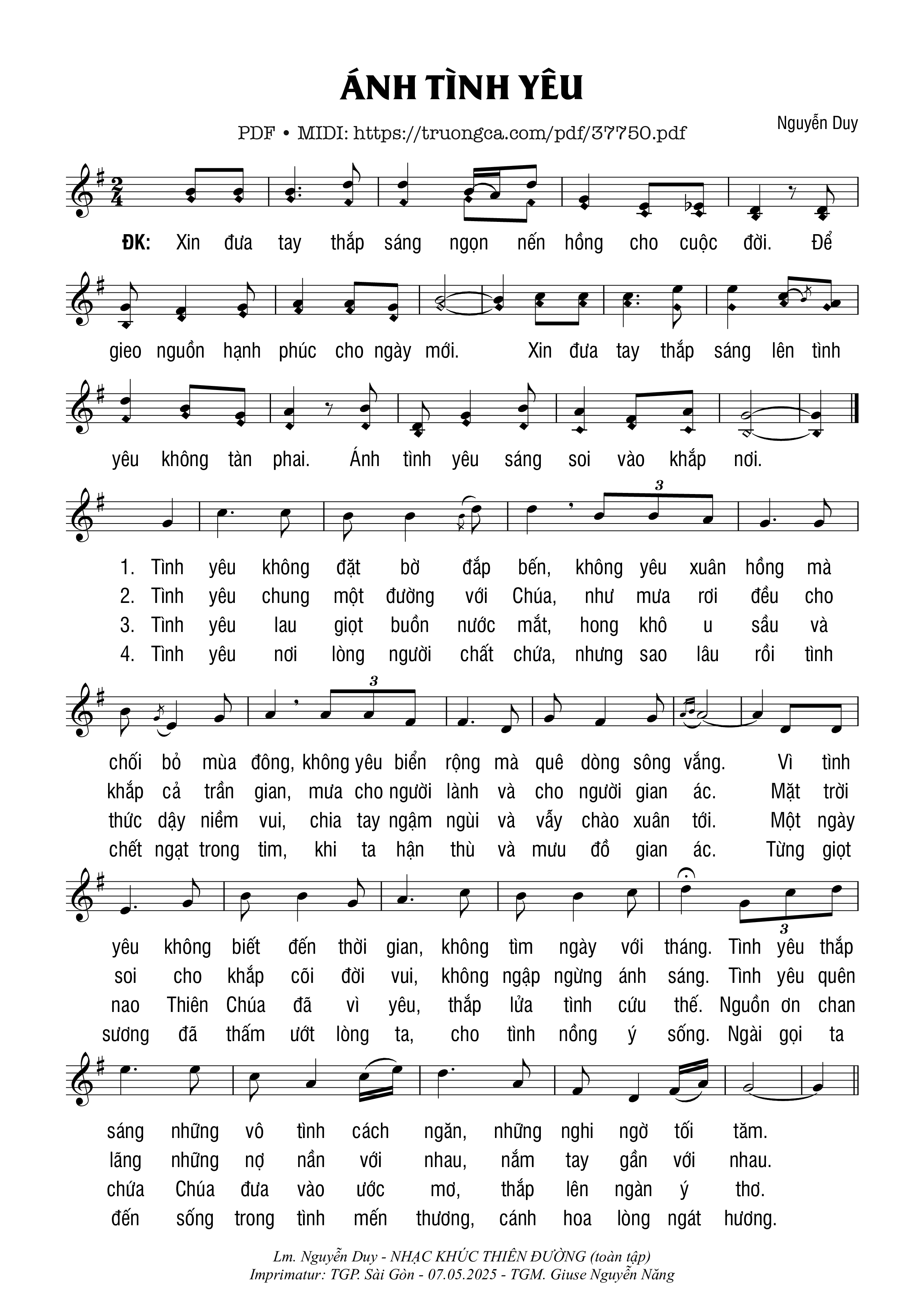 Page 1 of Sheet music PDF Ánh Tình Yêu - Nguyễn Duy