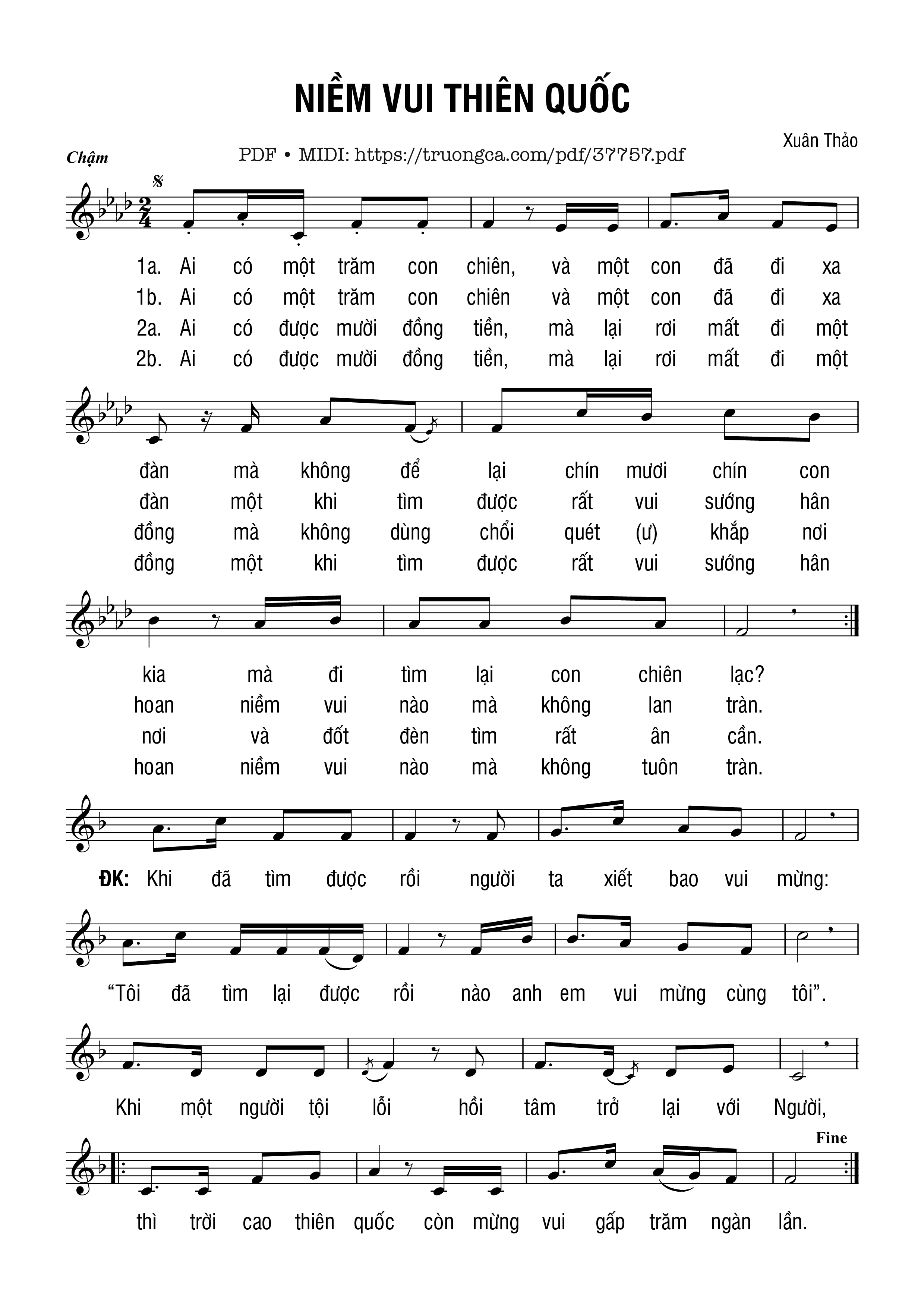 Page 1 of Sheet music PDF Niềm Vui Thiên Quốc - Xuân Thảo