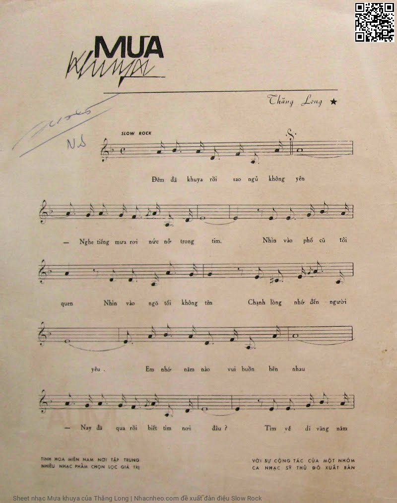 Page 2 of Sheet music PDF Mưa khuya - Thăng Long