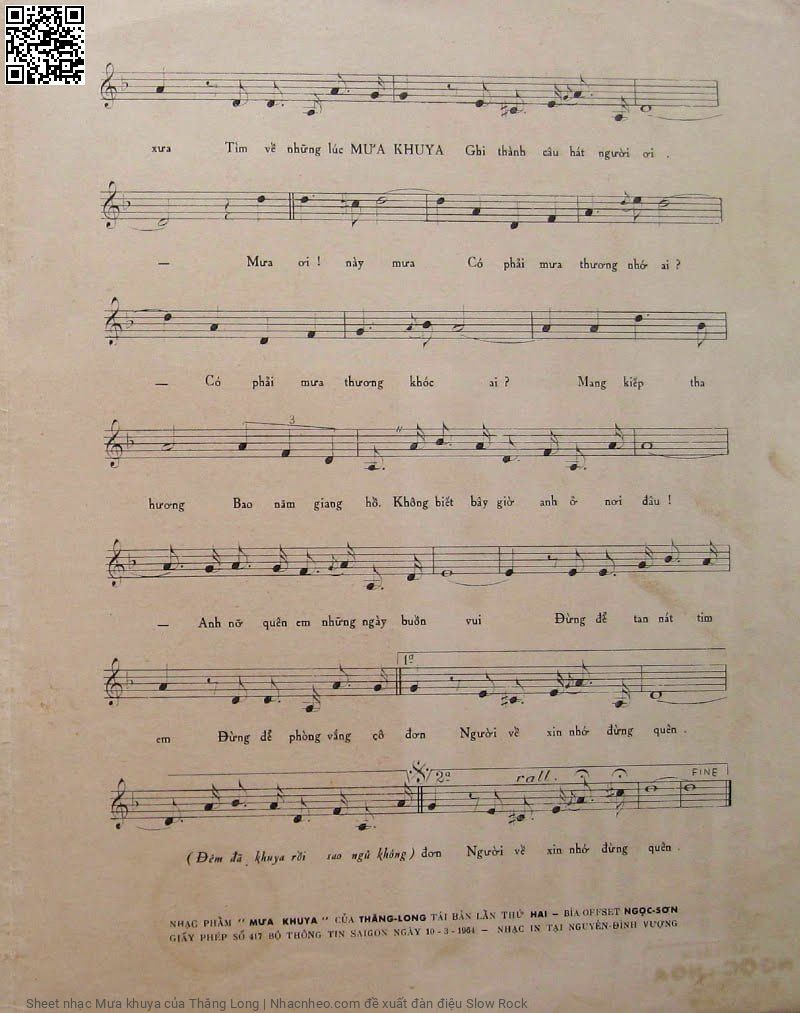 Page 3 of Sheet music PDF Mưa khuya - Thăng Long