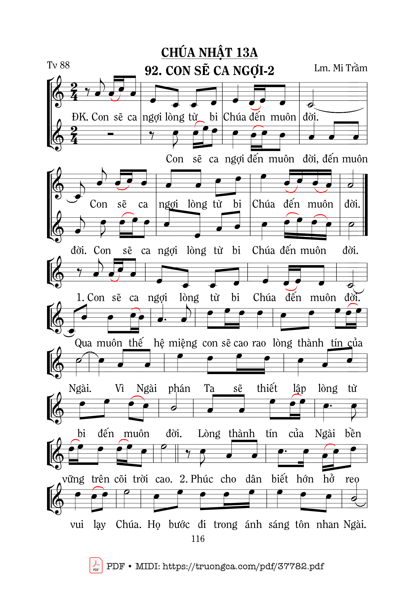 Page 1 of Sheet music PDF Thánh Vịnh 88, Con Sẽ Ca Ngợi 2 - Mi Trầm