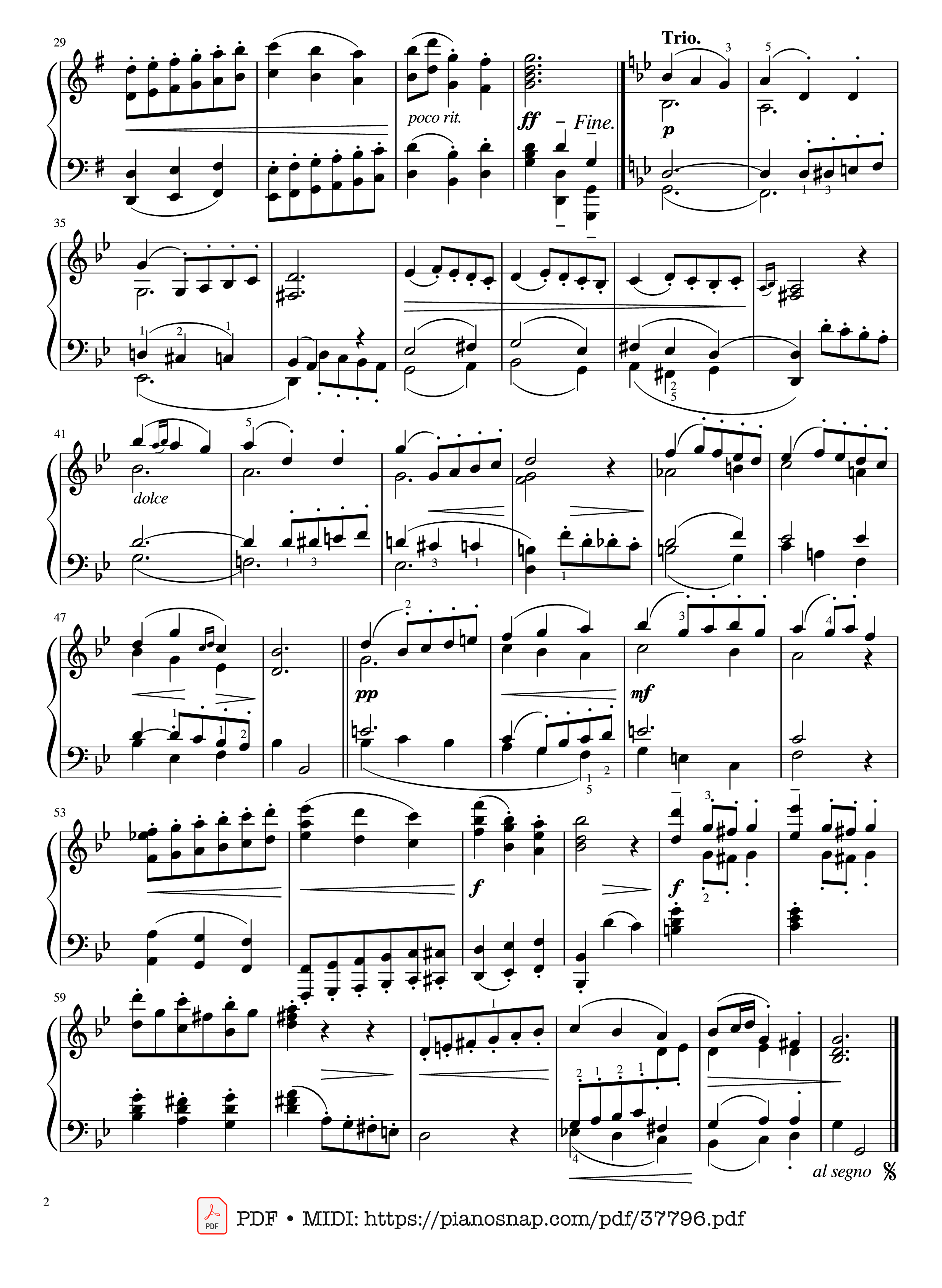 Page 2 of Sheet music PDF Minuets in G Major and G Minor Piano - Johann Sebastian Bach