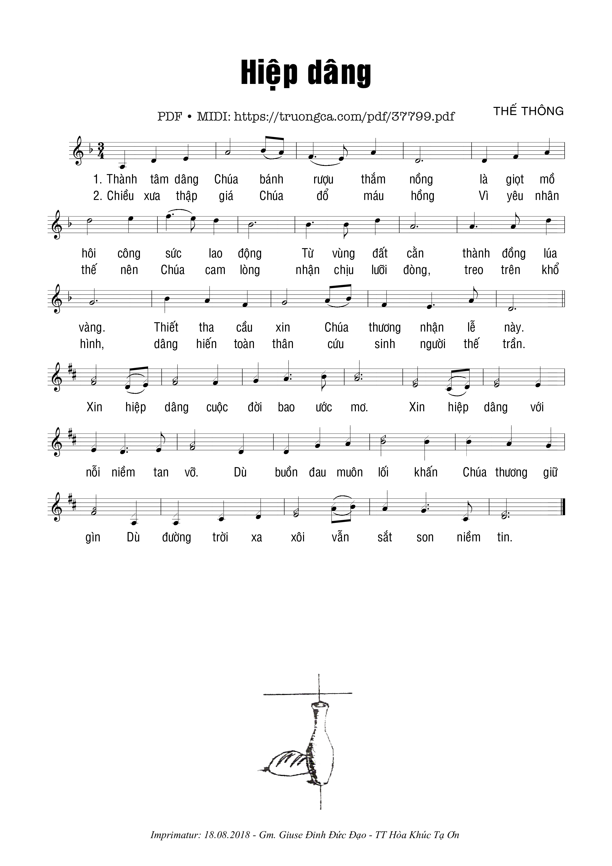 Page 1 of Sheet music PDF Hiệp Dâng - Thế Thông
