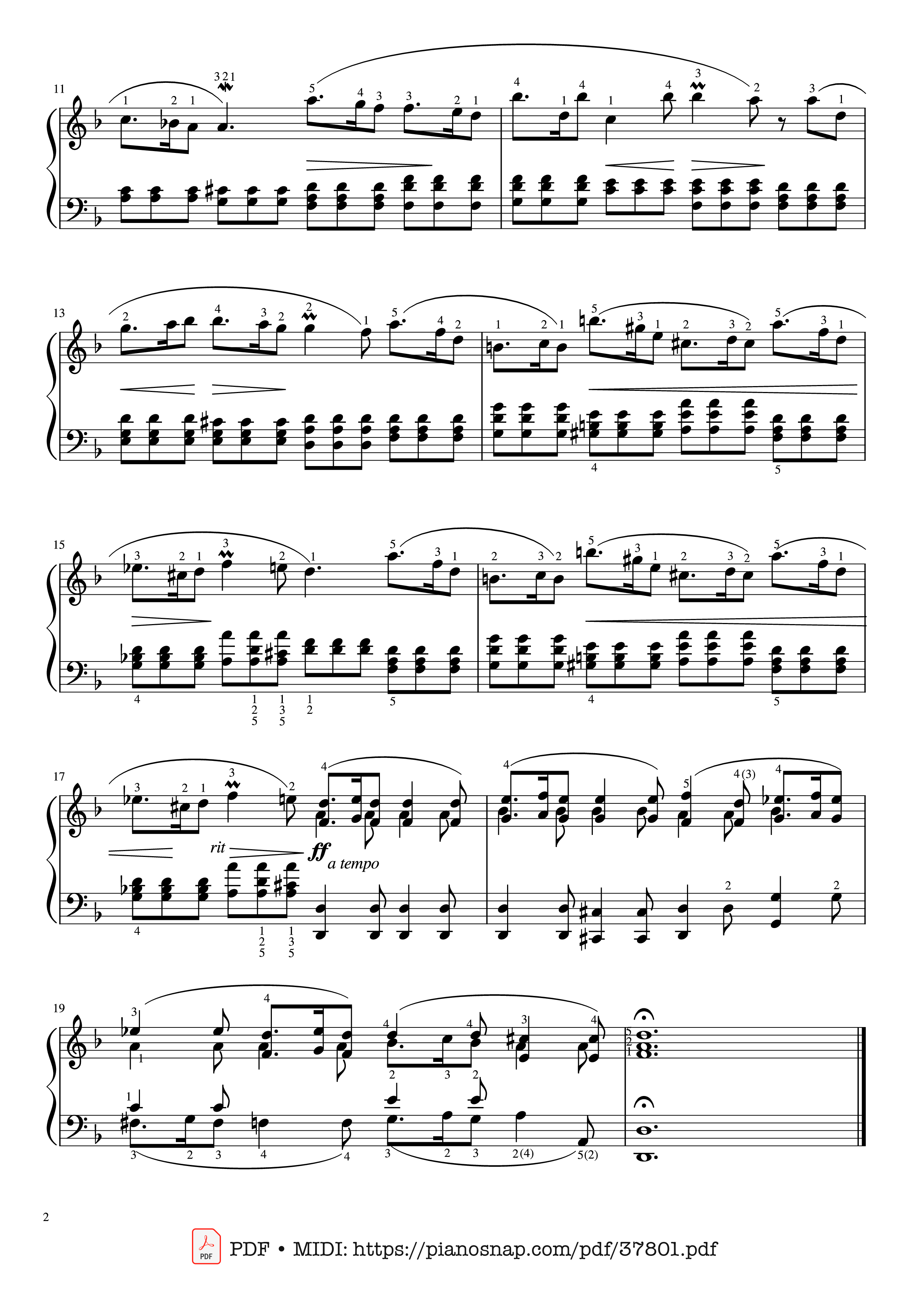 Page 2 of Sheet music PDF Piano Sicilienne from Concerto in D minor BWV 596 - Johann Sebastian Bach