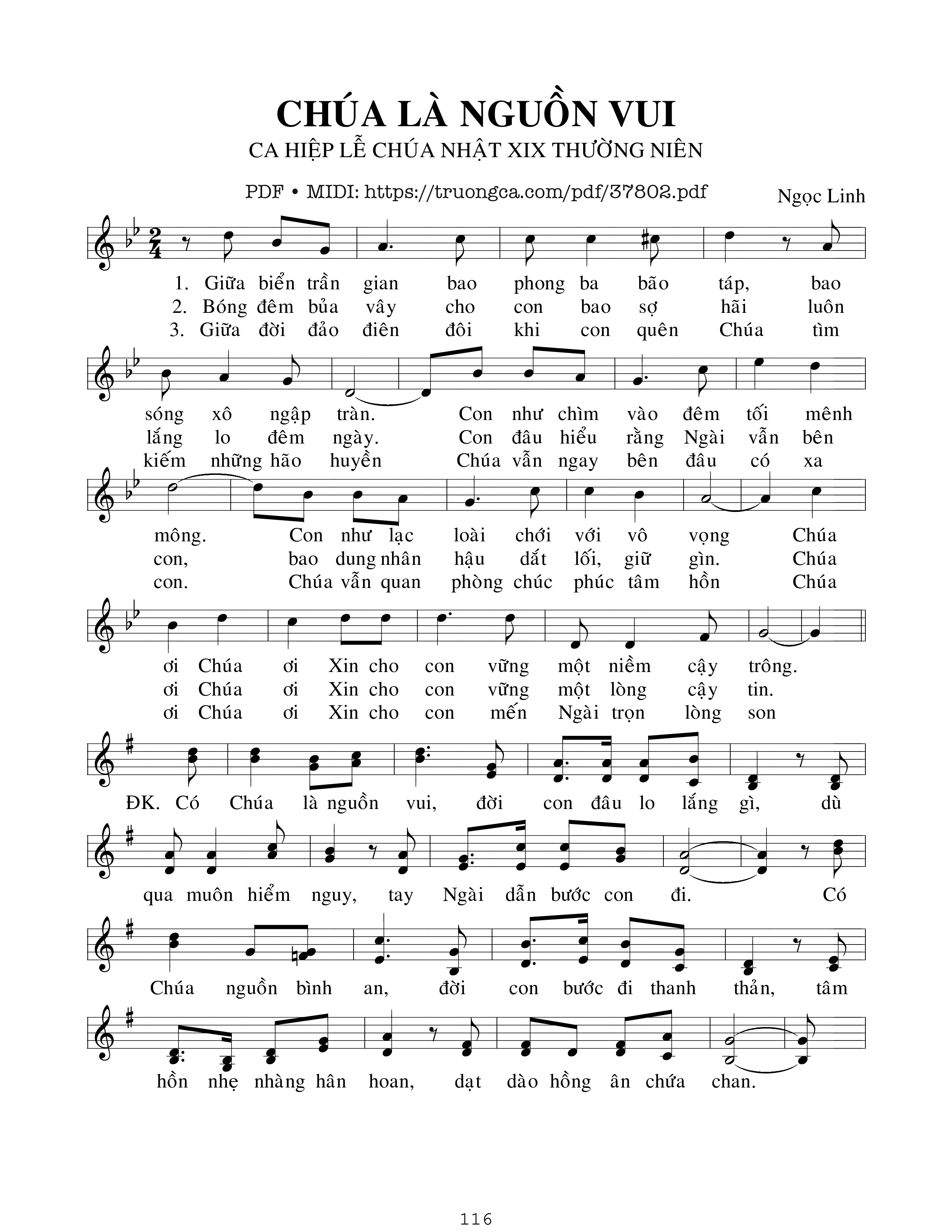 Page 1 of Sheet music PDF Chúa Là Nguồn Vui - Ngọc Linh