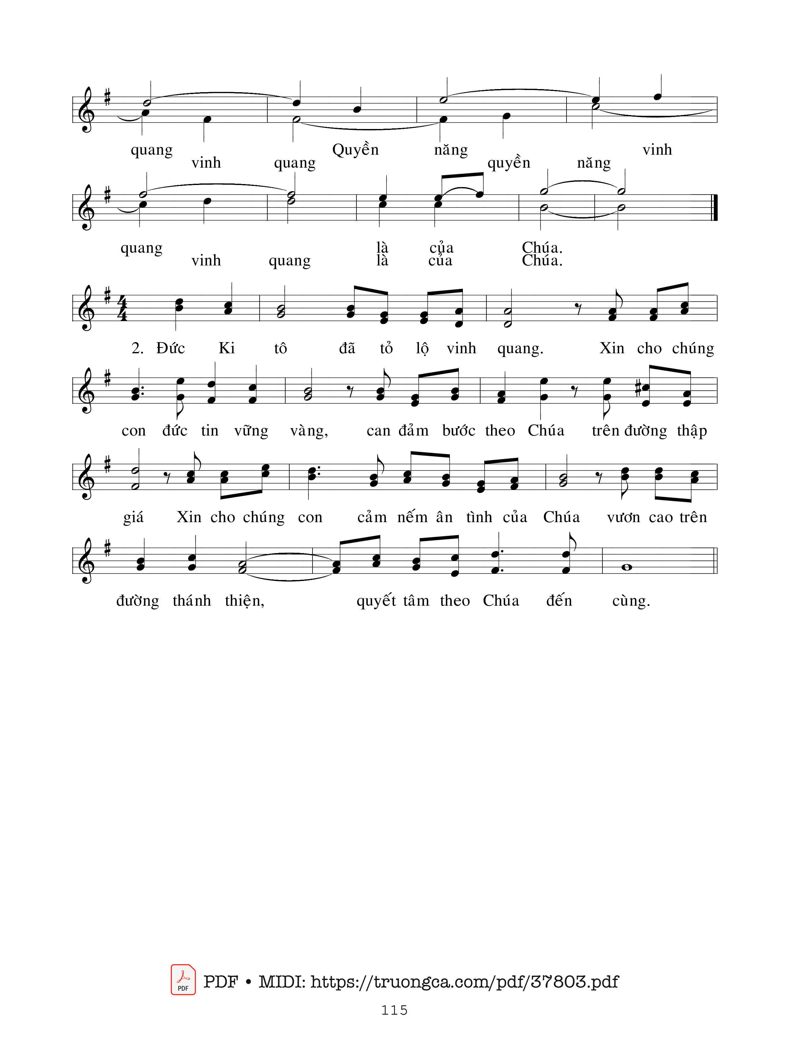 Page 2 of Sheet music PDF Trên Núi Taborê - Ngọc Linh