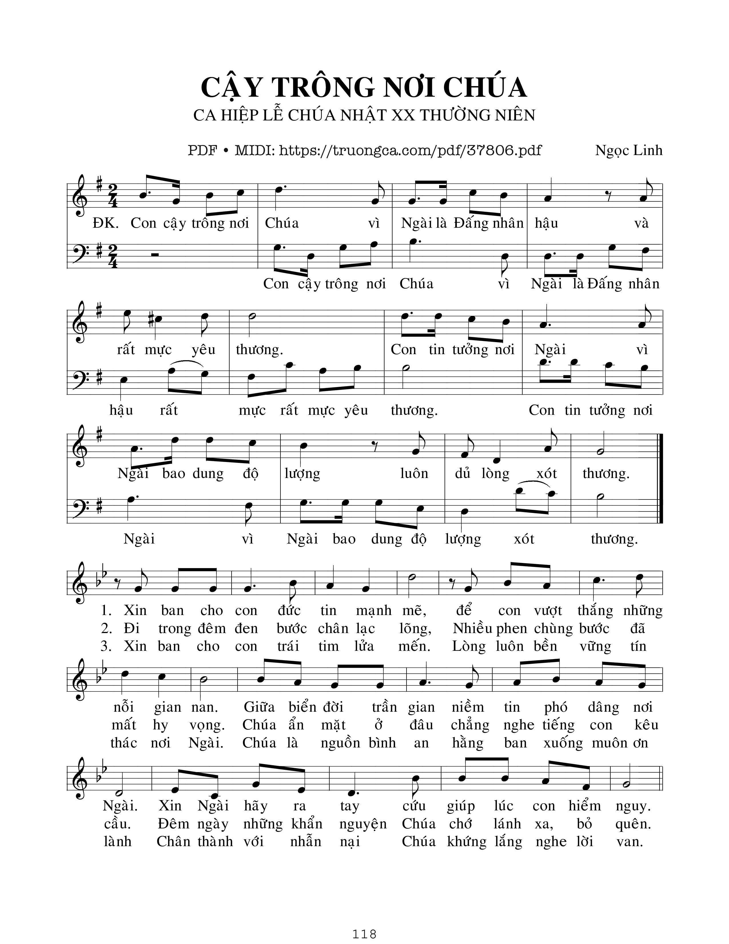 Page 1 of Sheet music PDF Cậy Trông Nơi Chúa - Ngọc Linh