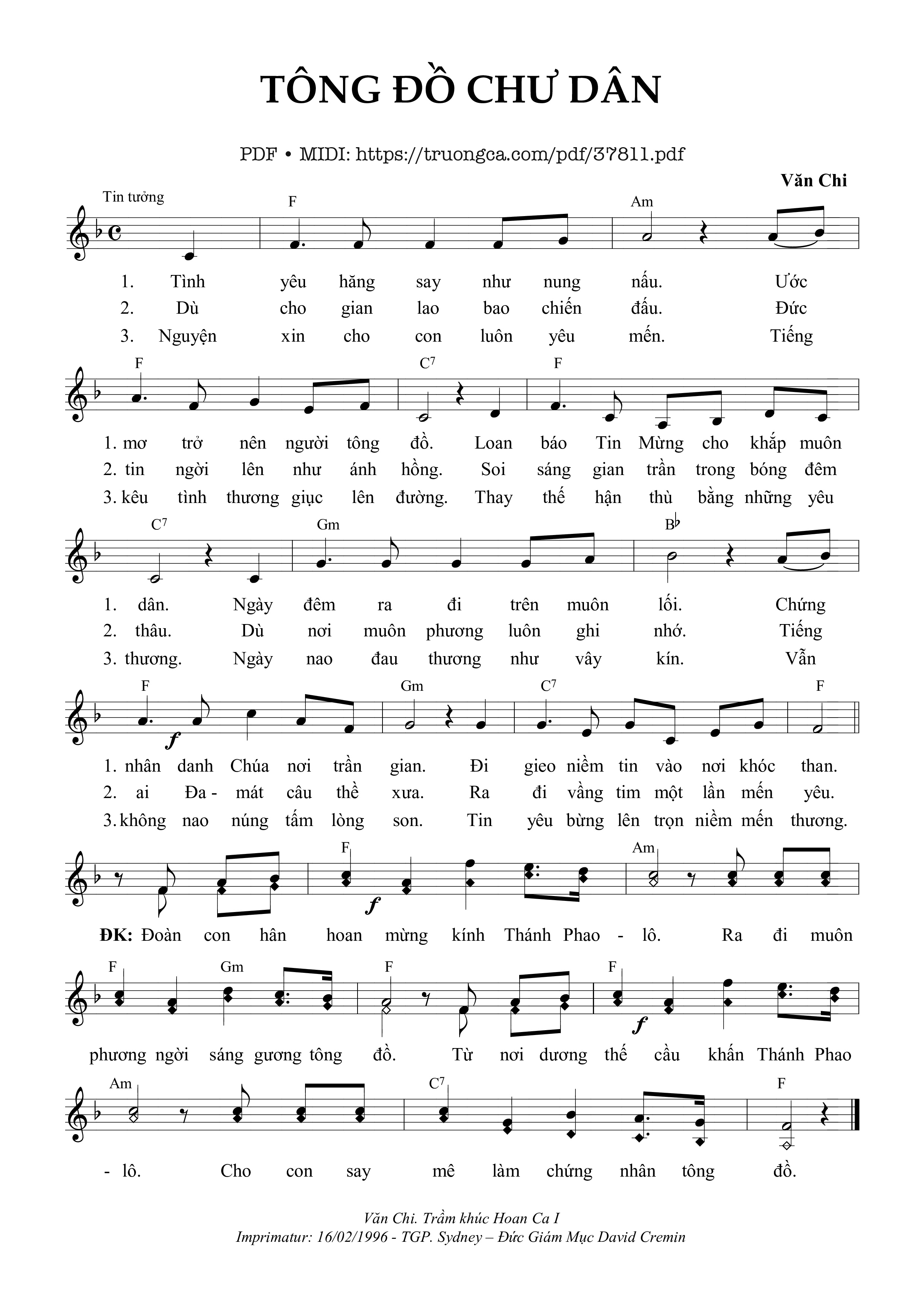 Page 1 of Sheet music PDF Tông Đồ Chư Dân - Văn Chi