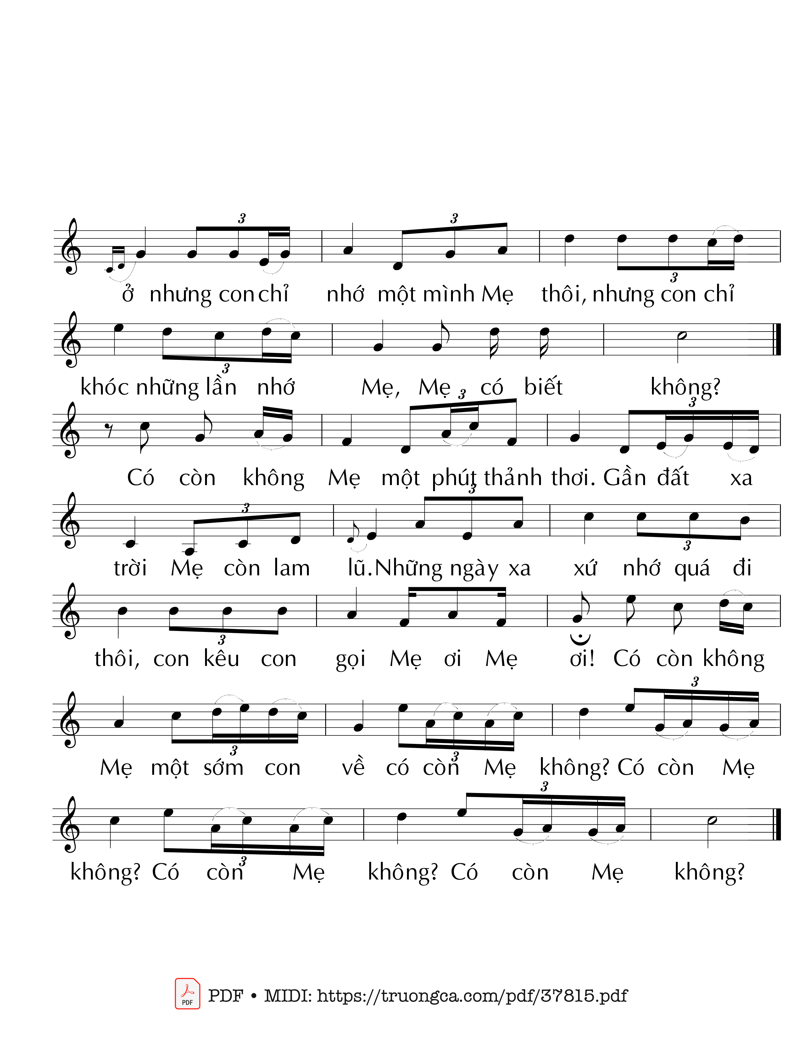 Page 2 of Sheet music PDF Có Còn Không Mẹ? - Mai Nguyên Vũ (Thơ: Nguyên Thoại)