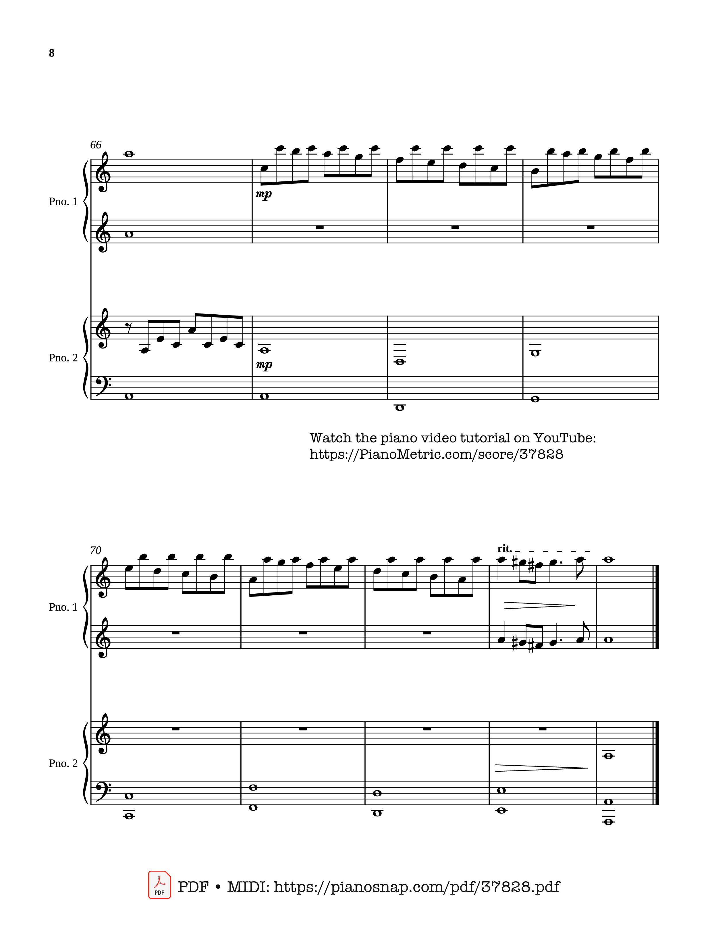 Page 8 of Sheet music PDF Piano Passacaglia - Four hands - Johan Halvorsen