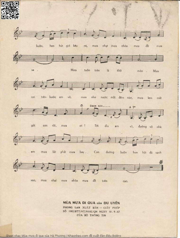 Page 3 of Sheet music PDF Mùa mưa đi qua - Hà Phương