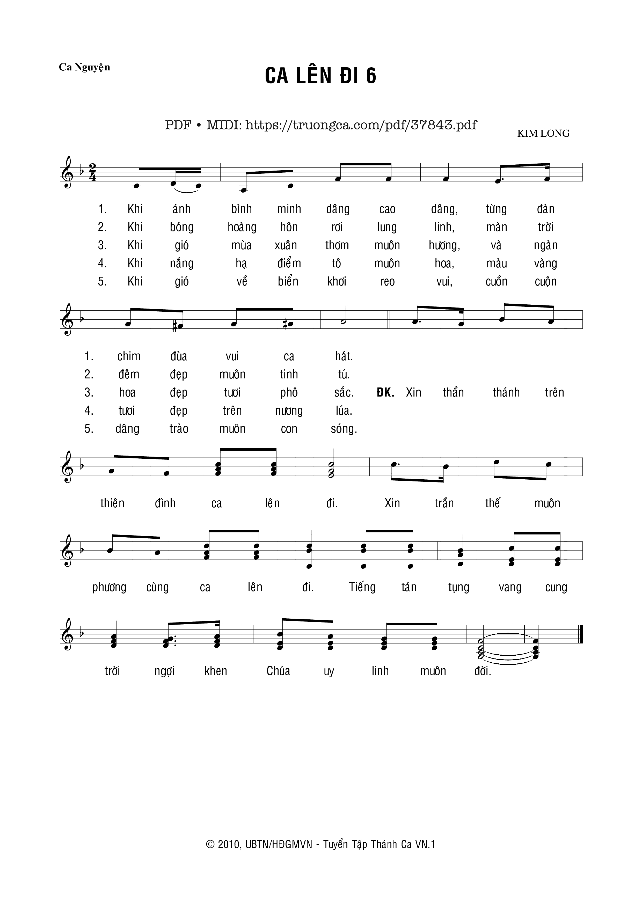 Page 1 of Sheet music PDF Ca Lên Đi 6 - Kim Long