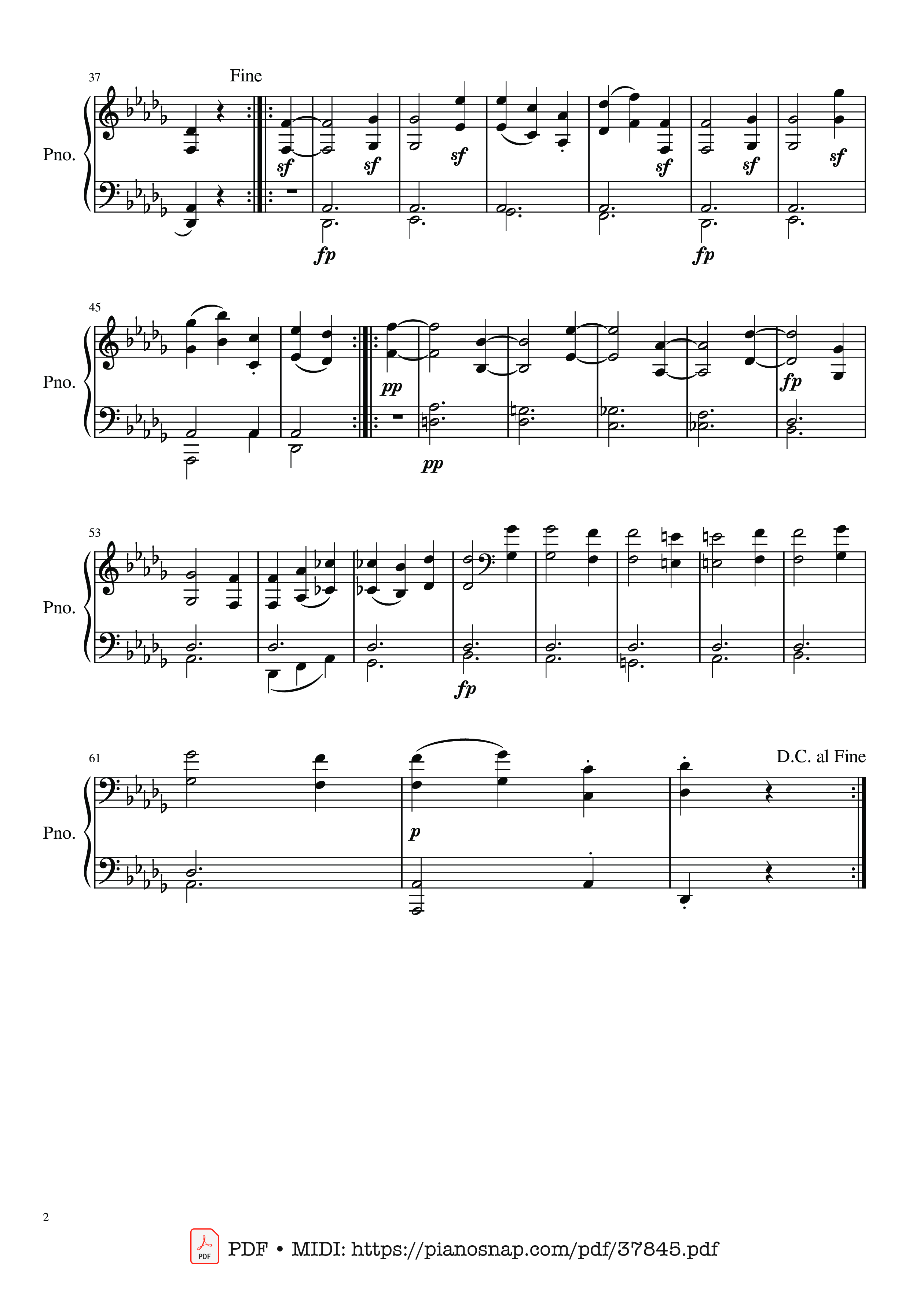 Page 2 of Sheet music PDF Piano Sonata No. 14 Moonlight 2nd Movement Piano - Ludwig van Beethoven
