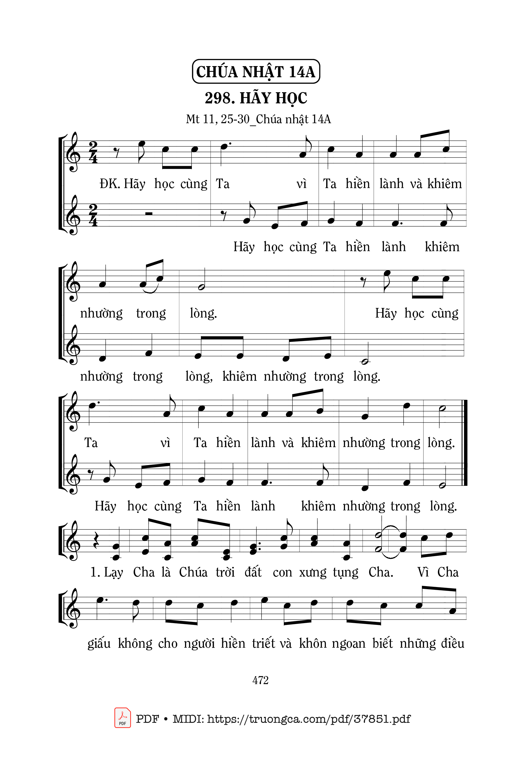 Page 1 of Sheet music PDF Hãy Học Cùng Ta - Mi Trầm