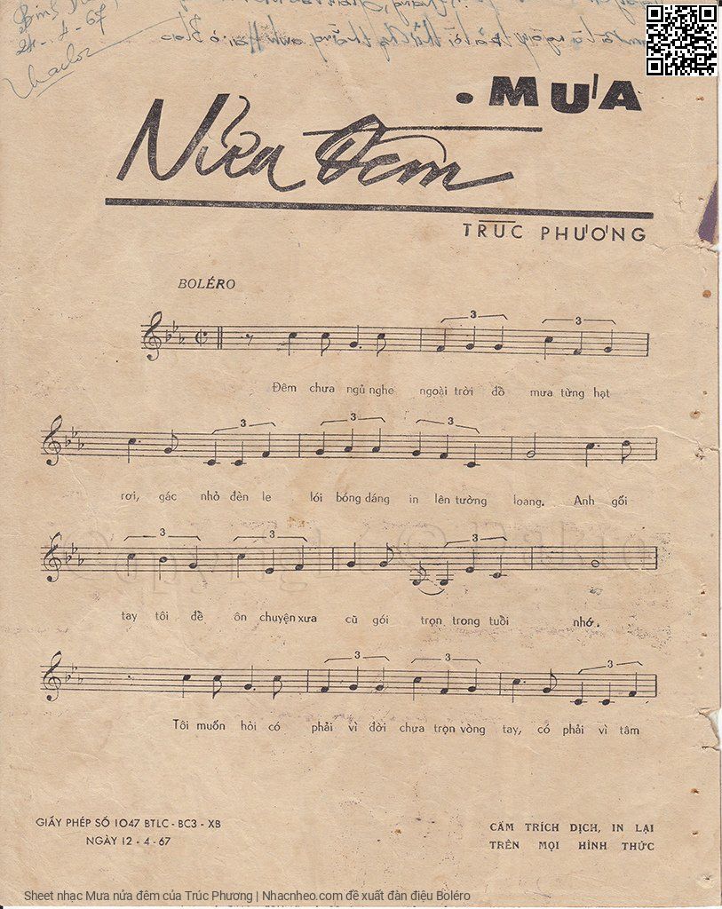 Page 2 of Sheet music PDF Mưa nửa đêm - Trúc Phương