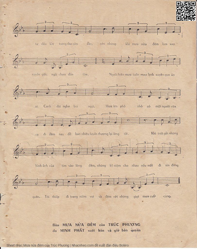 Page 3 of Sheet music PDF Mưa nửa đêm - Trúc Phương