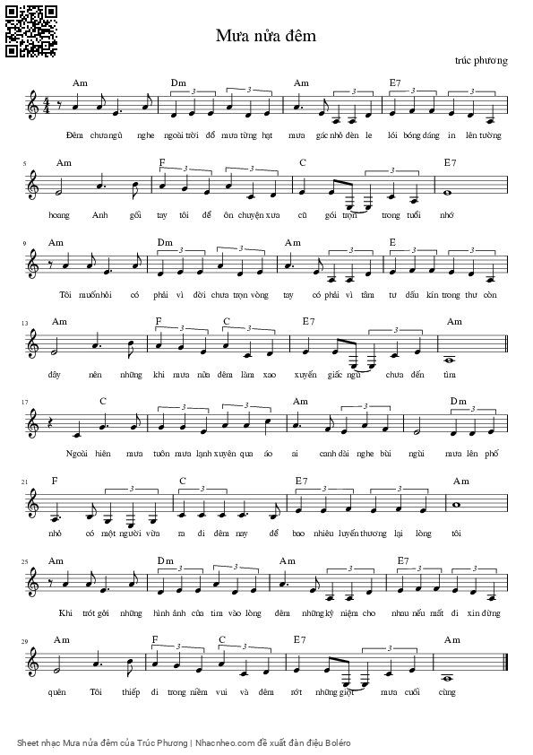 Page 5 of Sheet music PDF Mưa nửa đêm - Trúc Phương