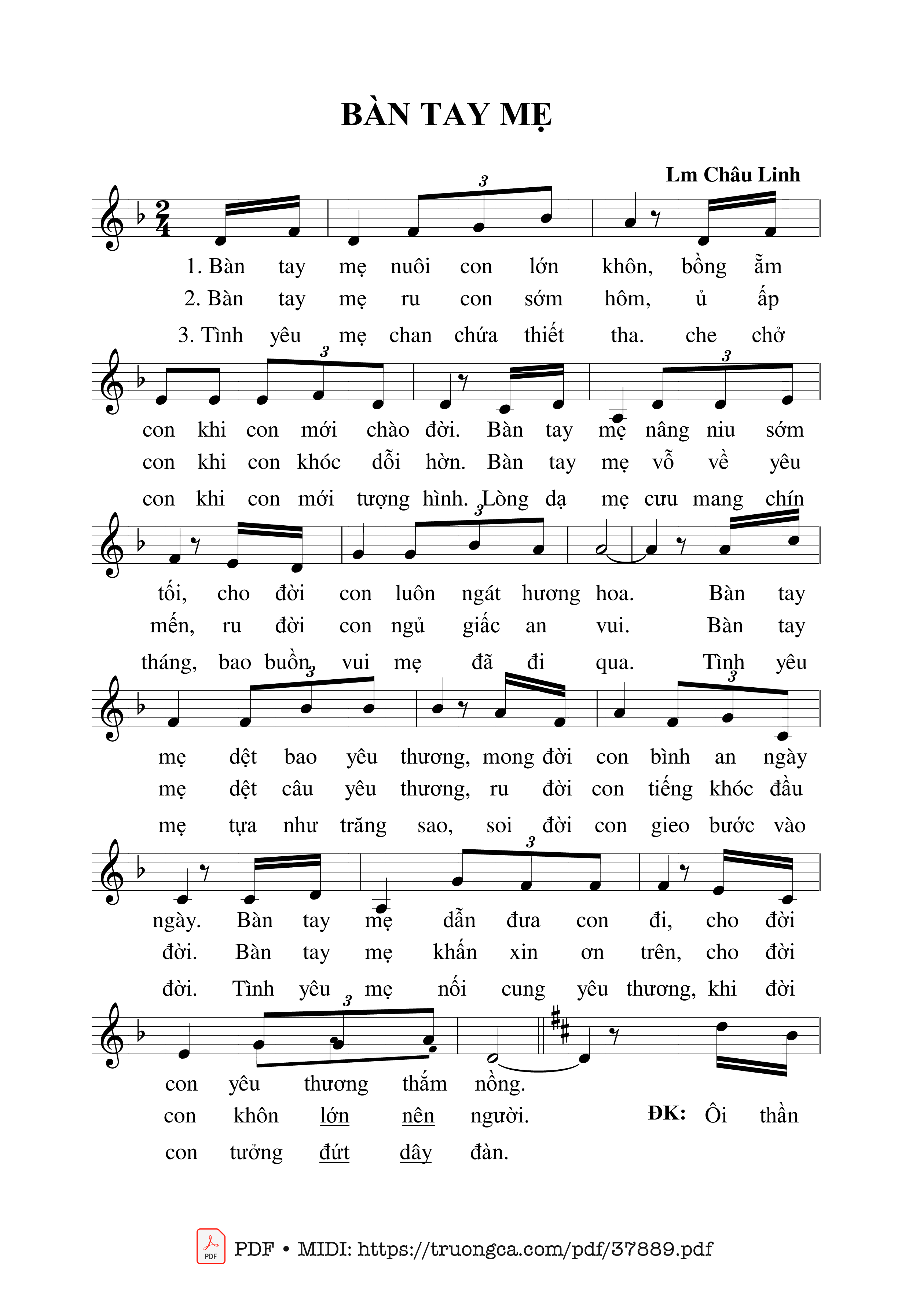Page 1 of Sheet music PDF Bàn Tay Mẹ - Châu Linh