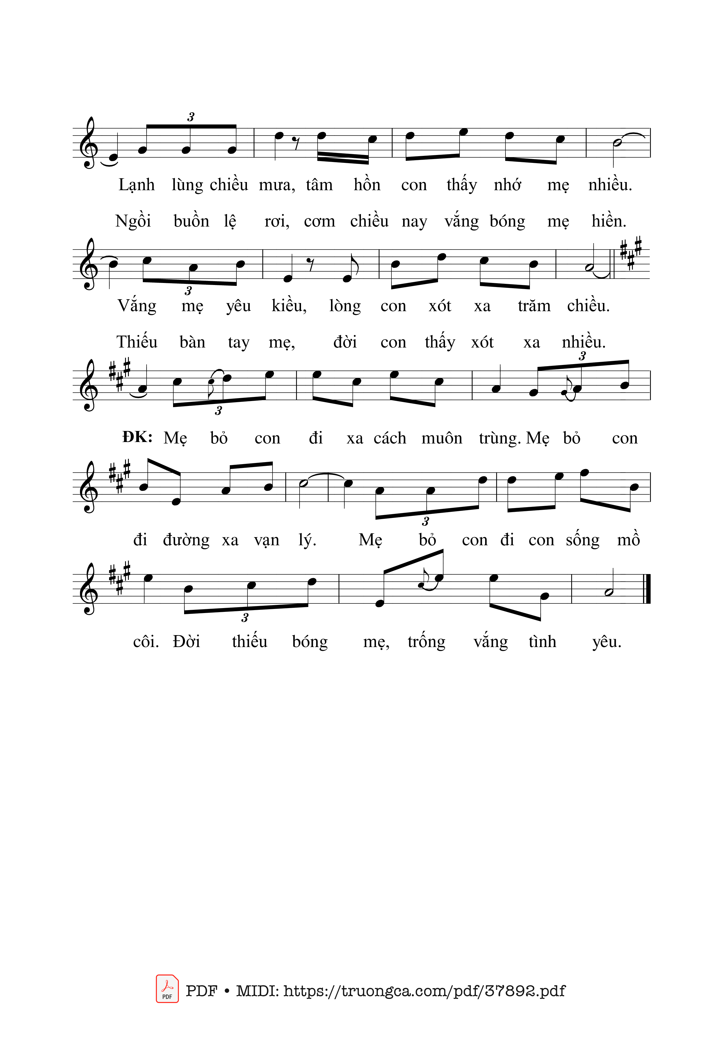 Page 2 of Sheet music PDF Đời Vắng Mẹ - Châu Linh