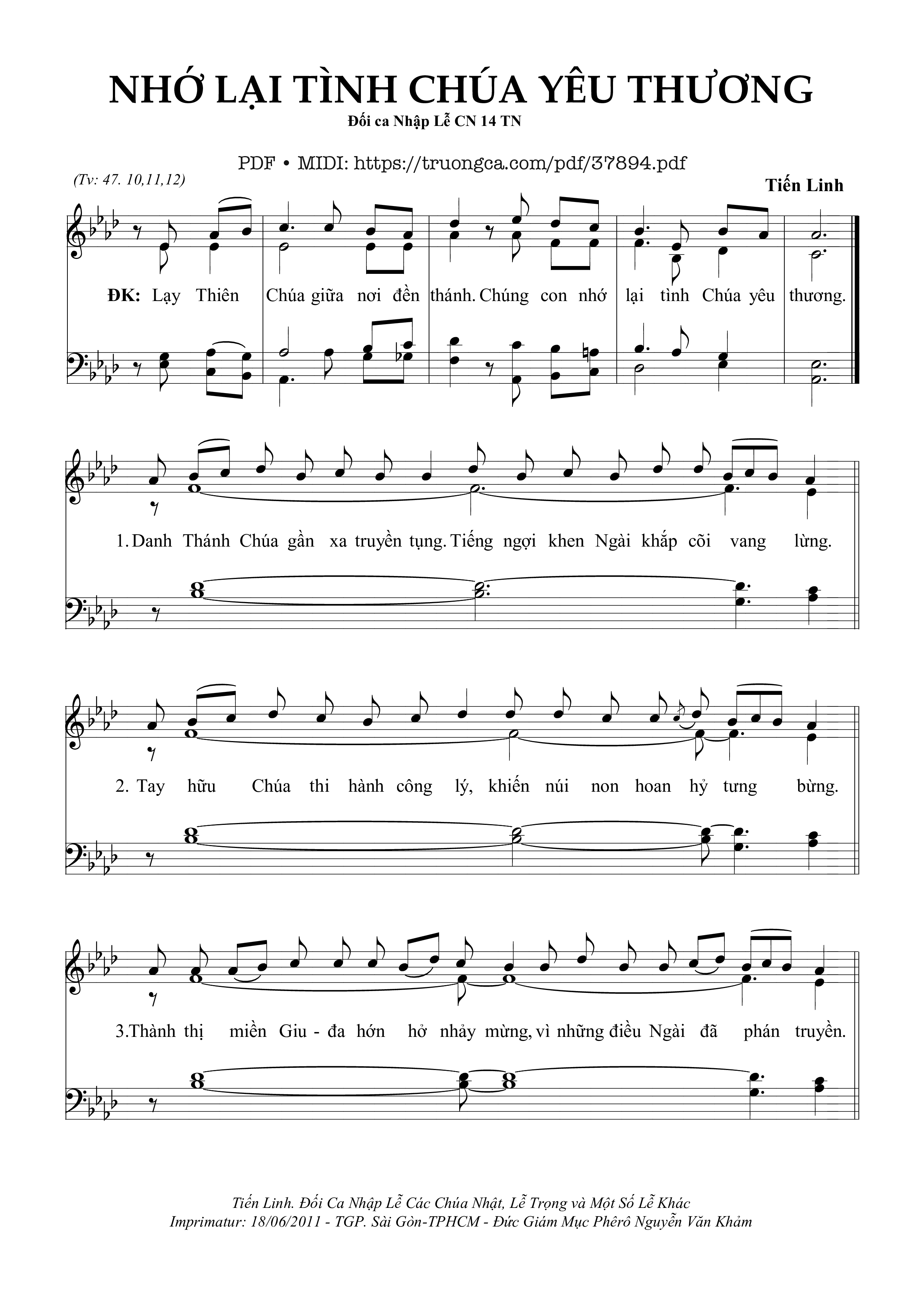 Page 1 of Sheet music PDF Nhớ Lại Tình Chúa Yêu Thương - Tiến Linh