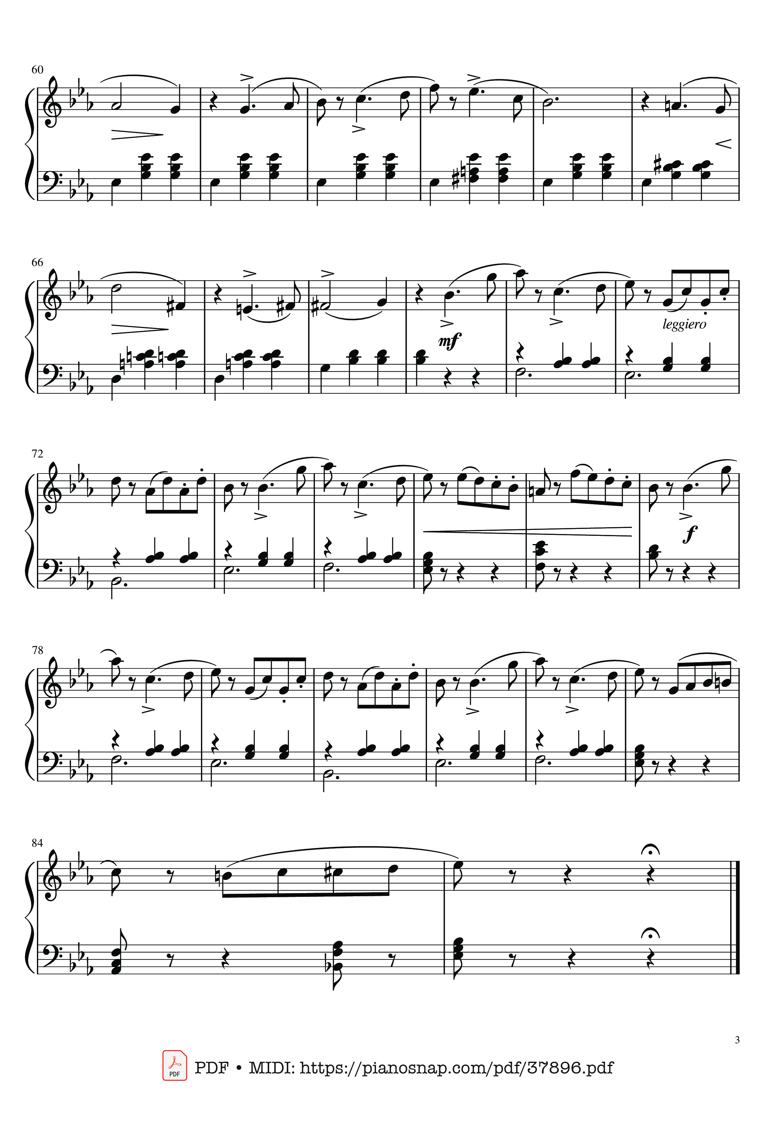 Page 3 of Sheet music PDF Piano Waltz, Tchaikovsky, Album for the young - Pyotr Ilyich Tchaikovsky