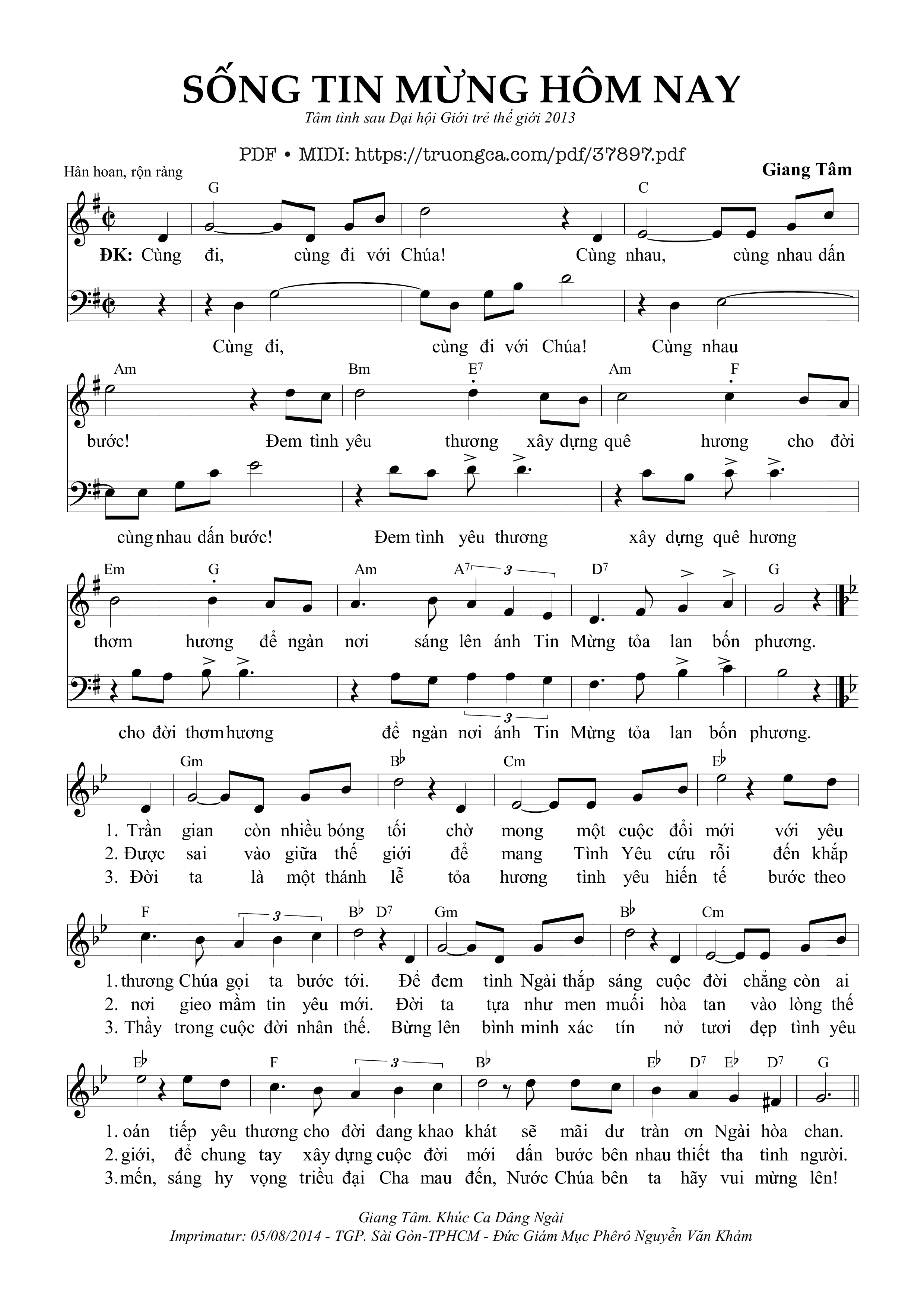 Page 1 of Sheet music PDF Sống Tin Mừng Hôm Nay - Giang Tâm
