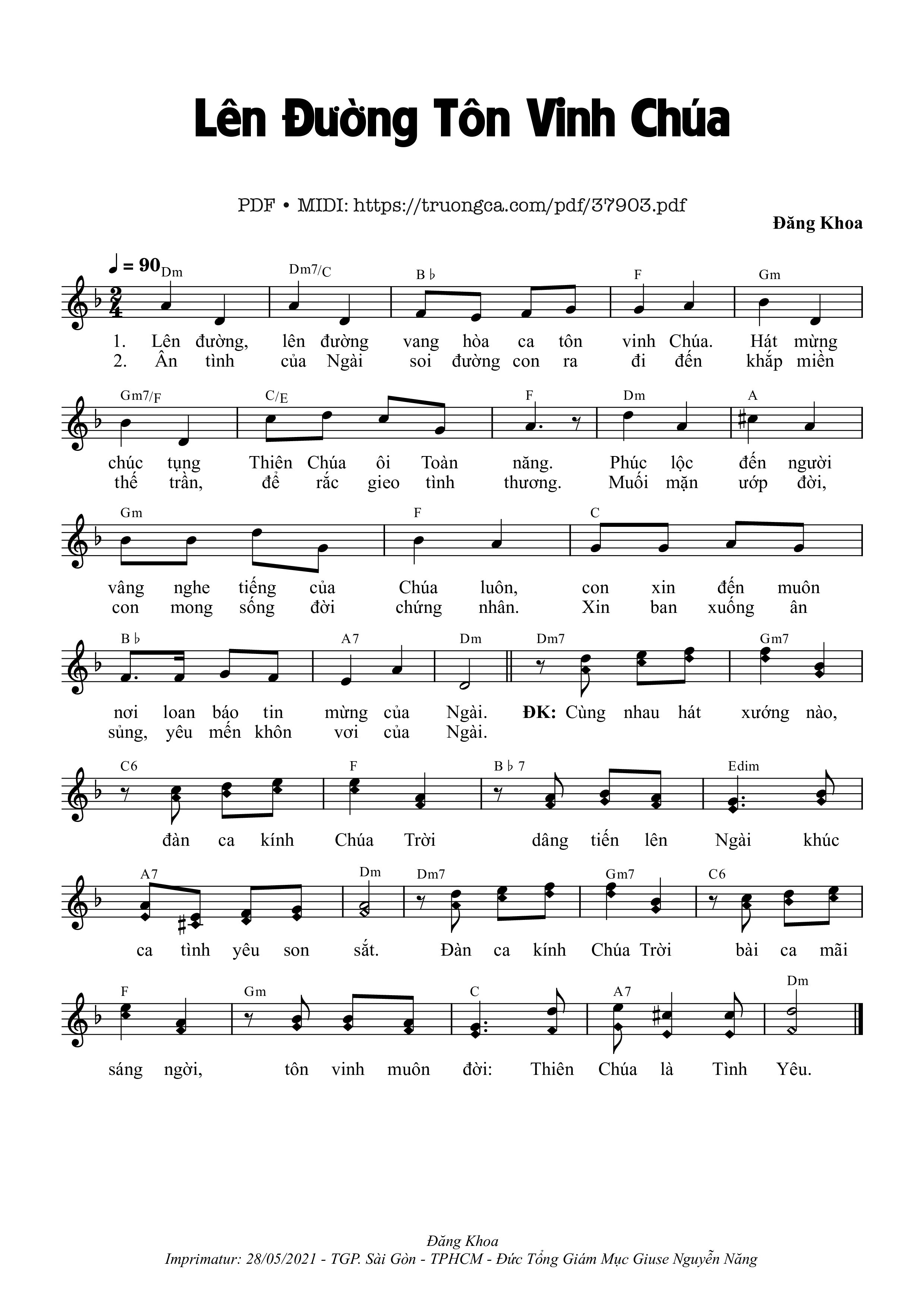 Page 1 of Sheet music PDF Lên Đường Tôn Vinh Chúa - Đăng Khoa