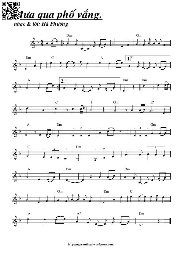 Page 3 of Sheet music PDF Mưa qua phố vắng - Hà Phương