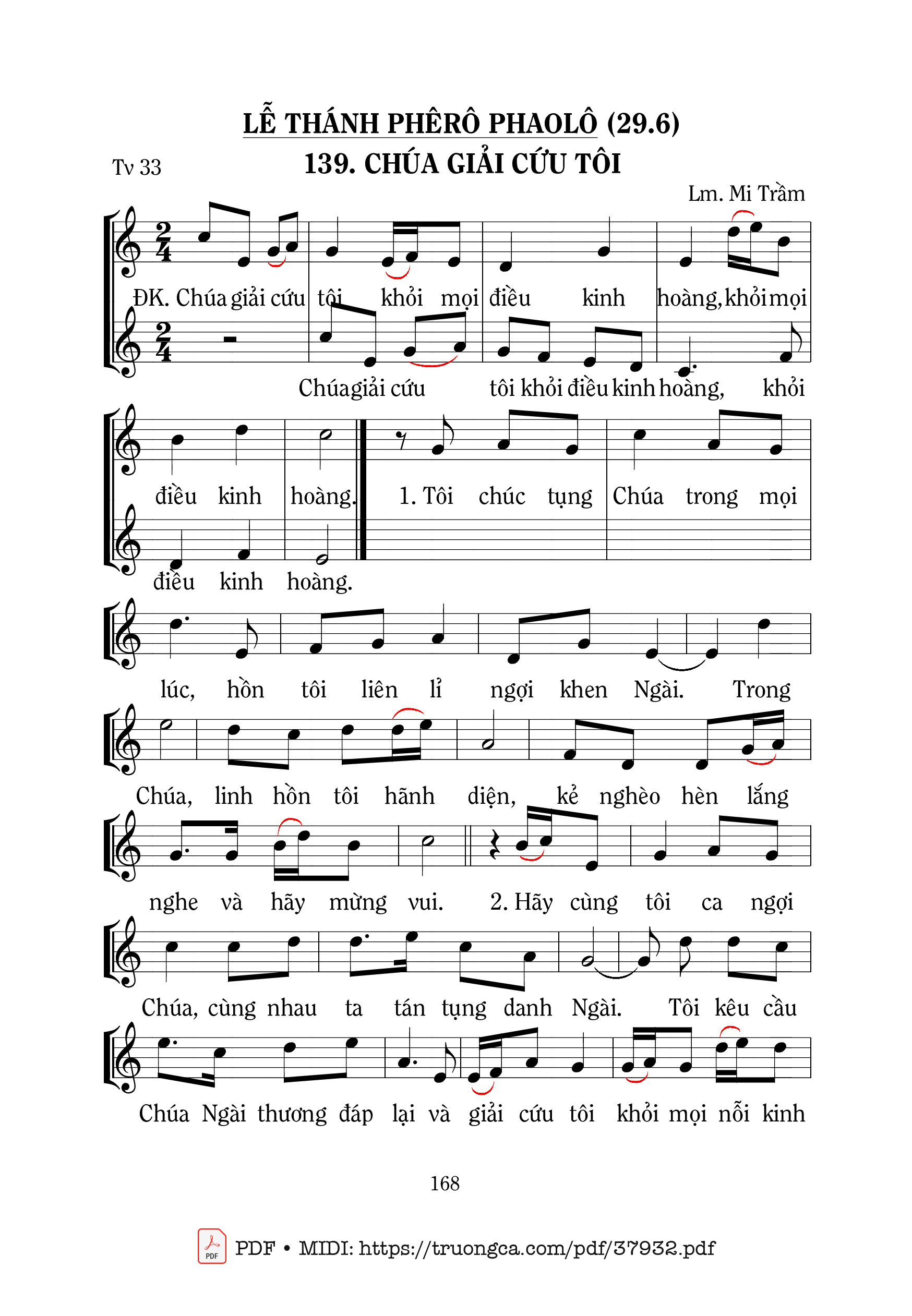 Page 1 of Sheet music PDF Thánh Vịnh 33, Chúa Giải Cứu Con - Mi Trầm