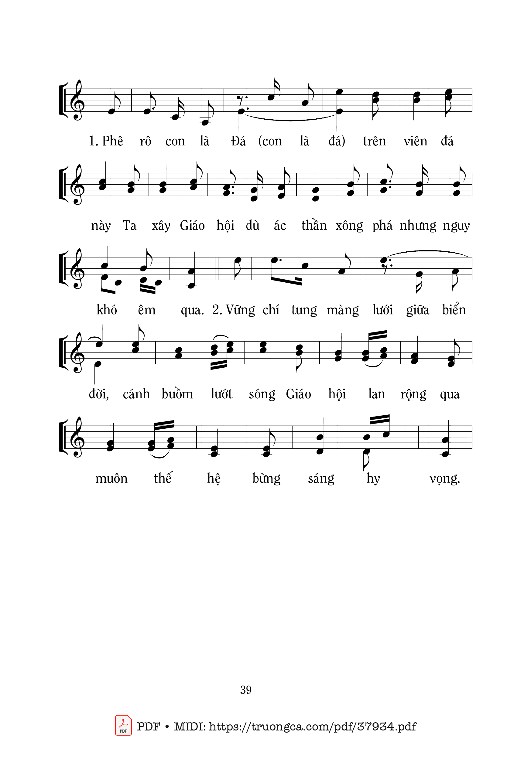 Page 2 of Sheet music PDF Thuyền Thánh Phêrô - Mi Trầm