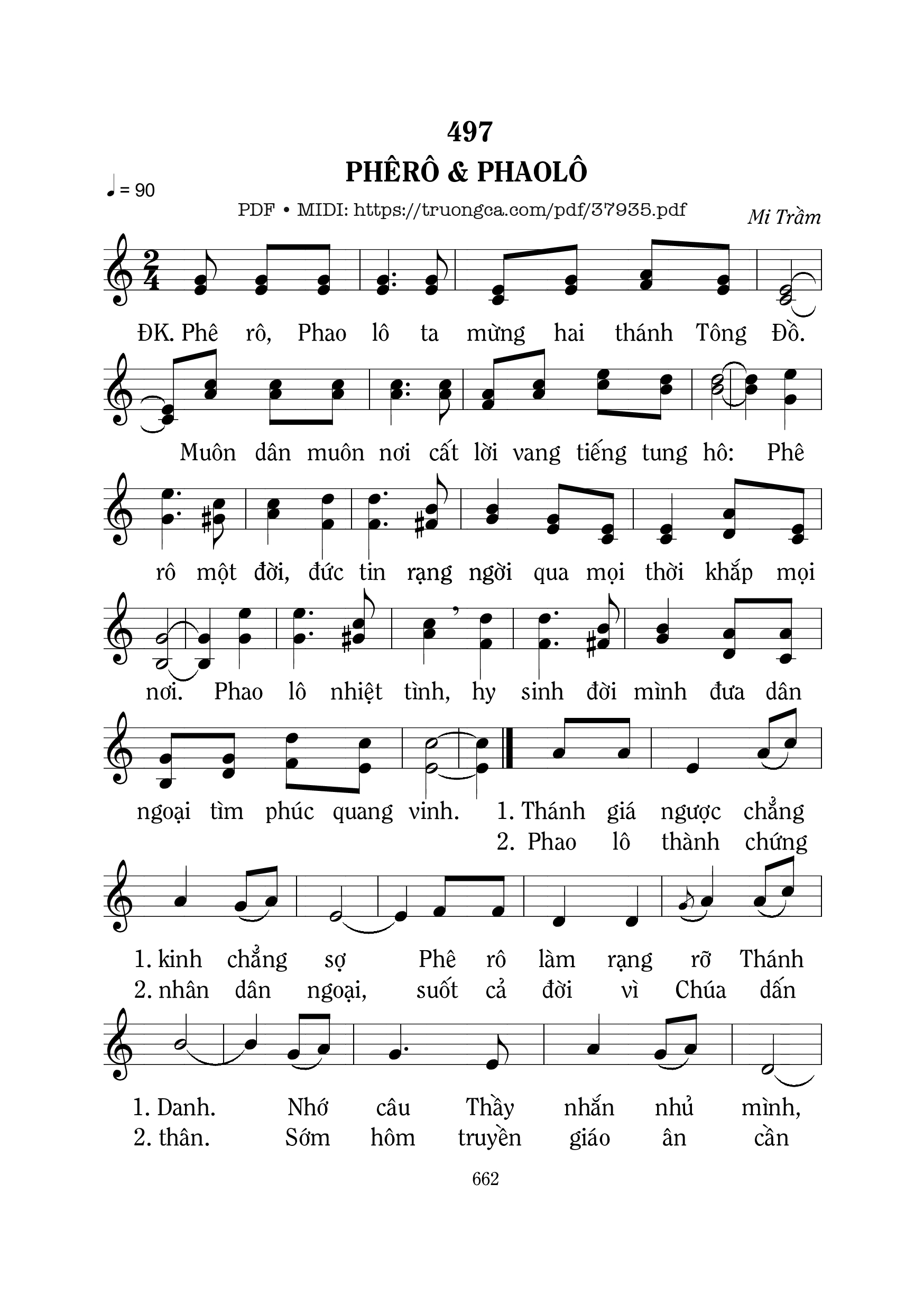 Page 1 of Sheet music PDF Phêrô Và Phaolô - Mi Trầm
