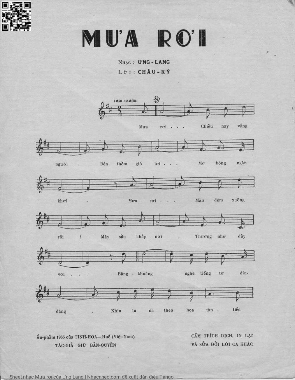 Page 2 of Sheet music PDF Mưa rơi - Ưng Lang