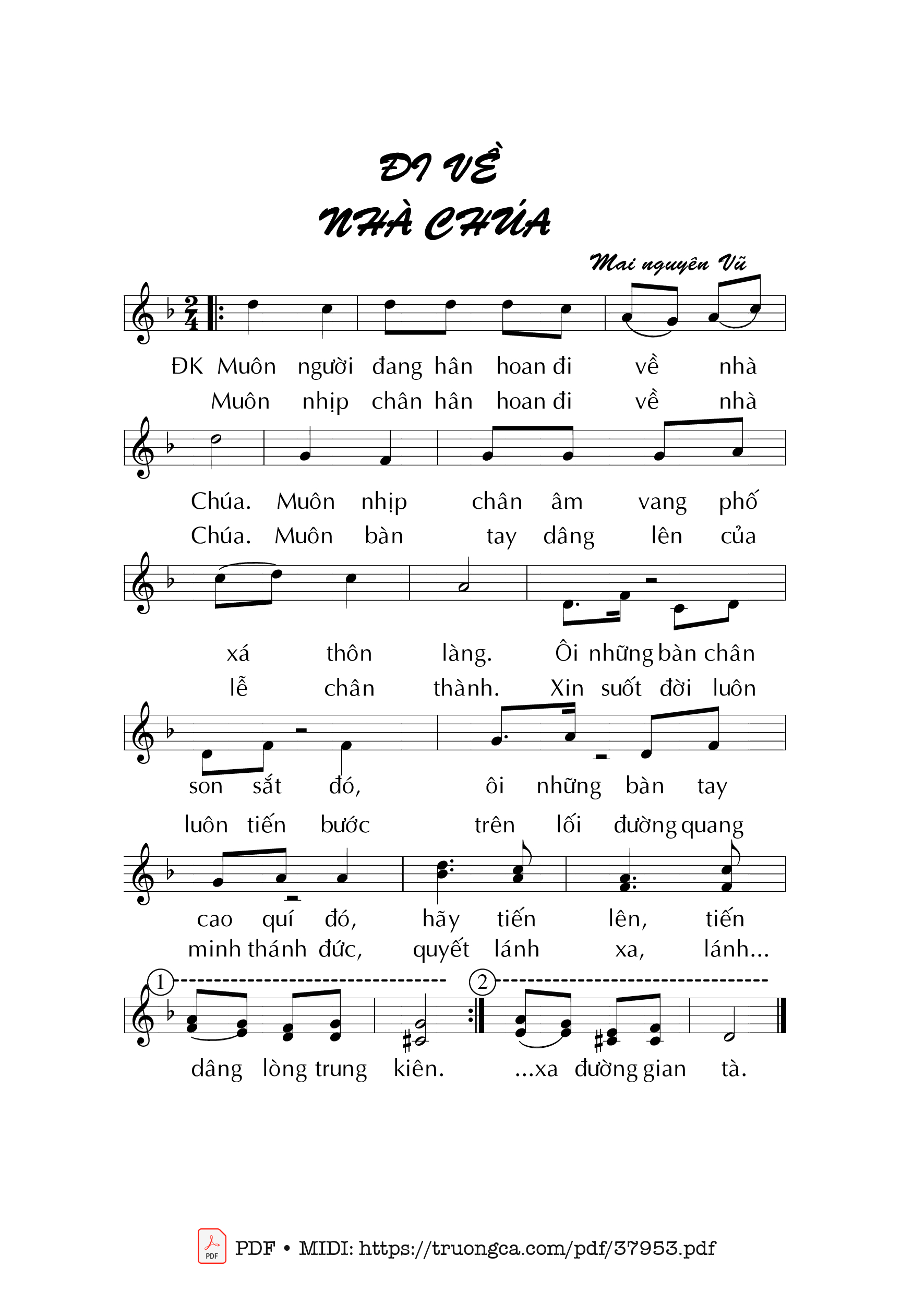 Page 1 of Sheet music PDF Đi Về Nhà Chúa - Mai Nguyên Vũ